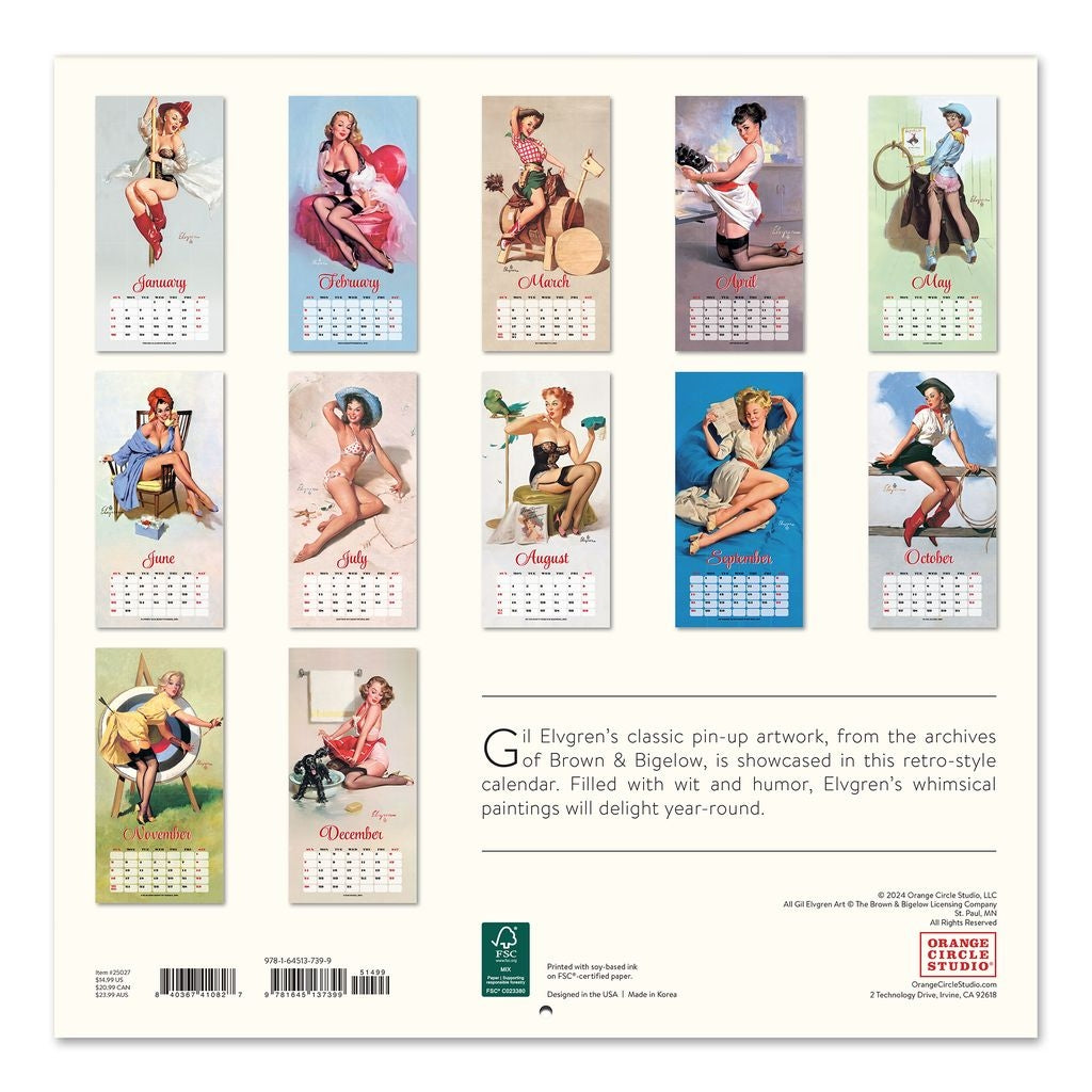 2025 Elvgren: Pin-Up Girls  - Square Wall Calendar