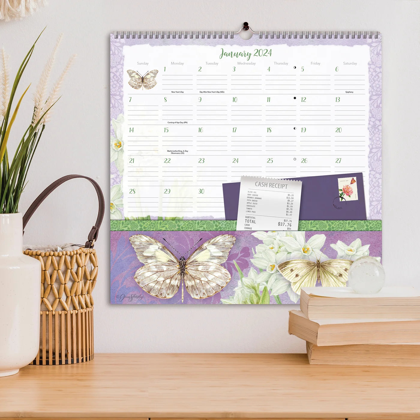 2024 Butterflies - Note Nook Square Wall Calendar