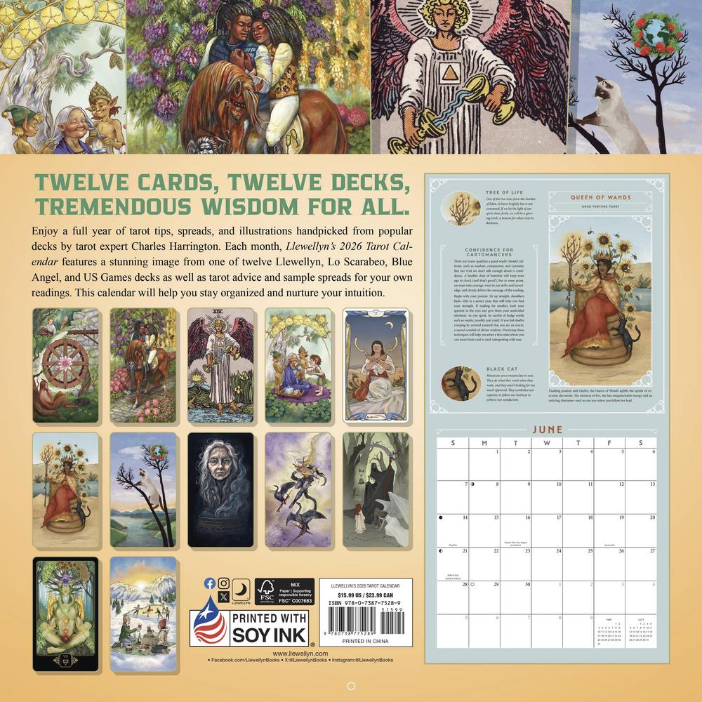 2026 Llewellyn's Tarot - Square Wall Calendar