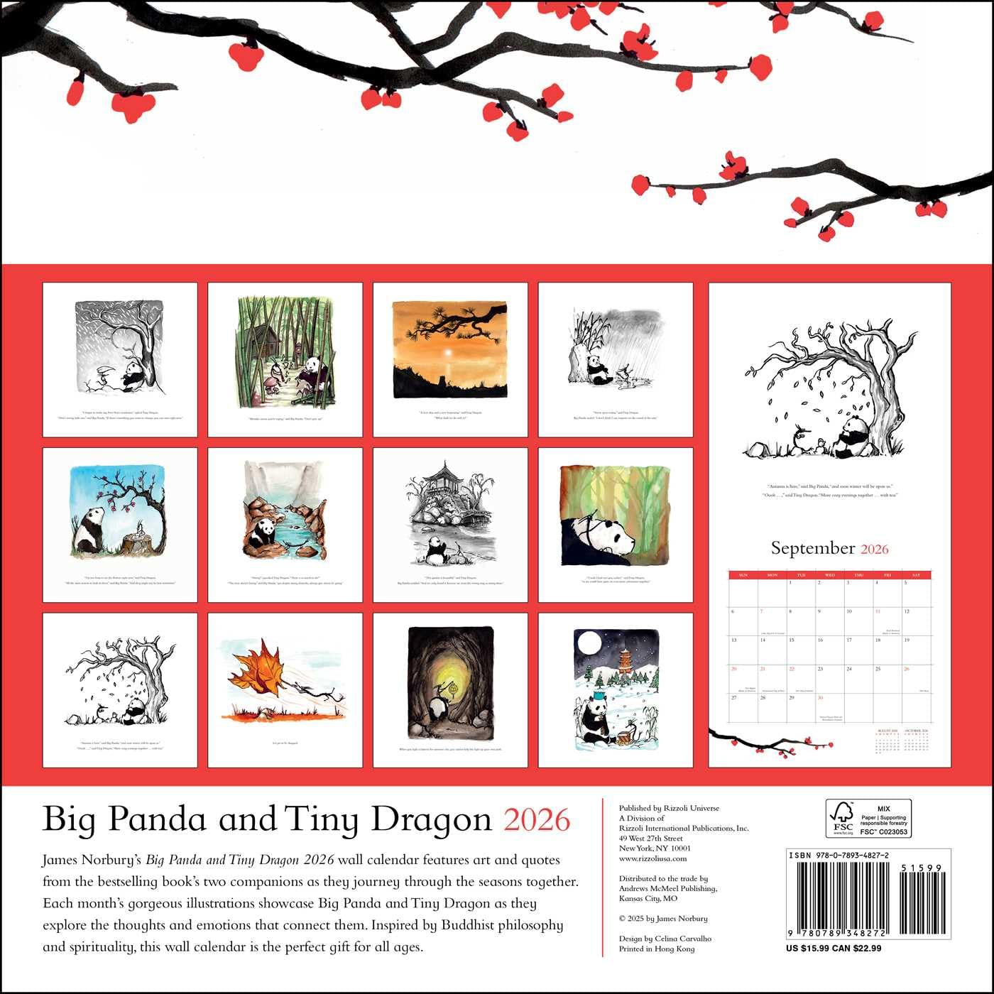 2026 Big Panda & Tiny Dragon - Square Wall Calendar