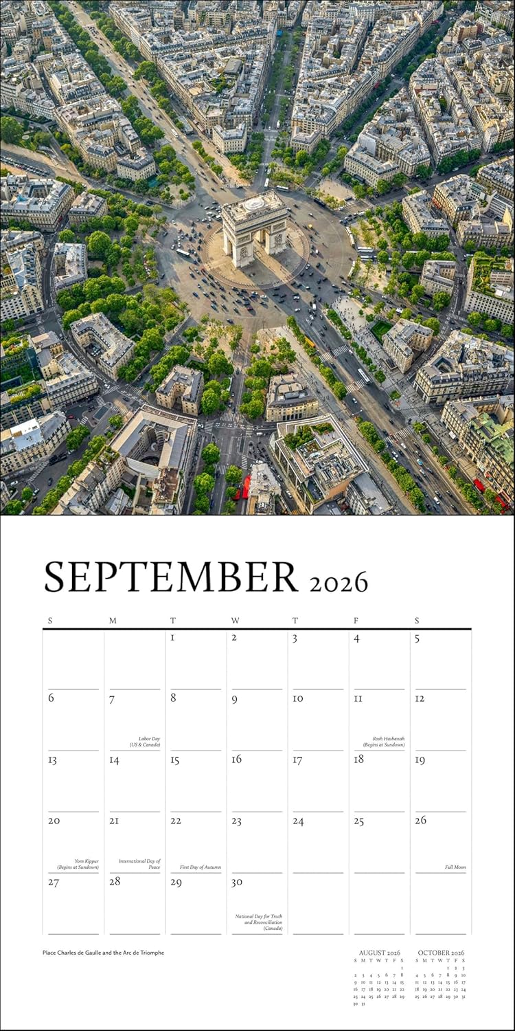 2026 Paris From the Air - Square Wall Calendar