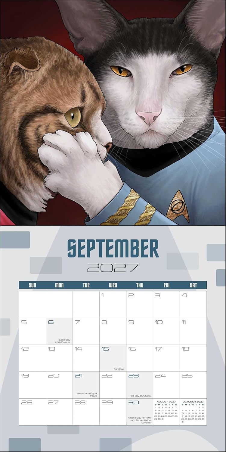 2027 Star Trek Cats - Square Wall Calendar
