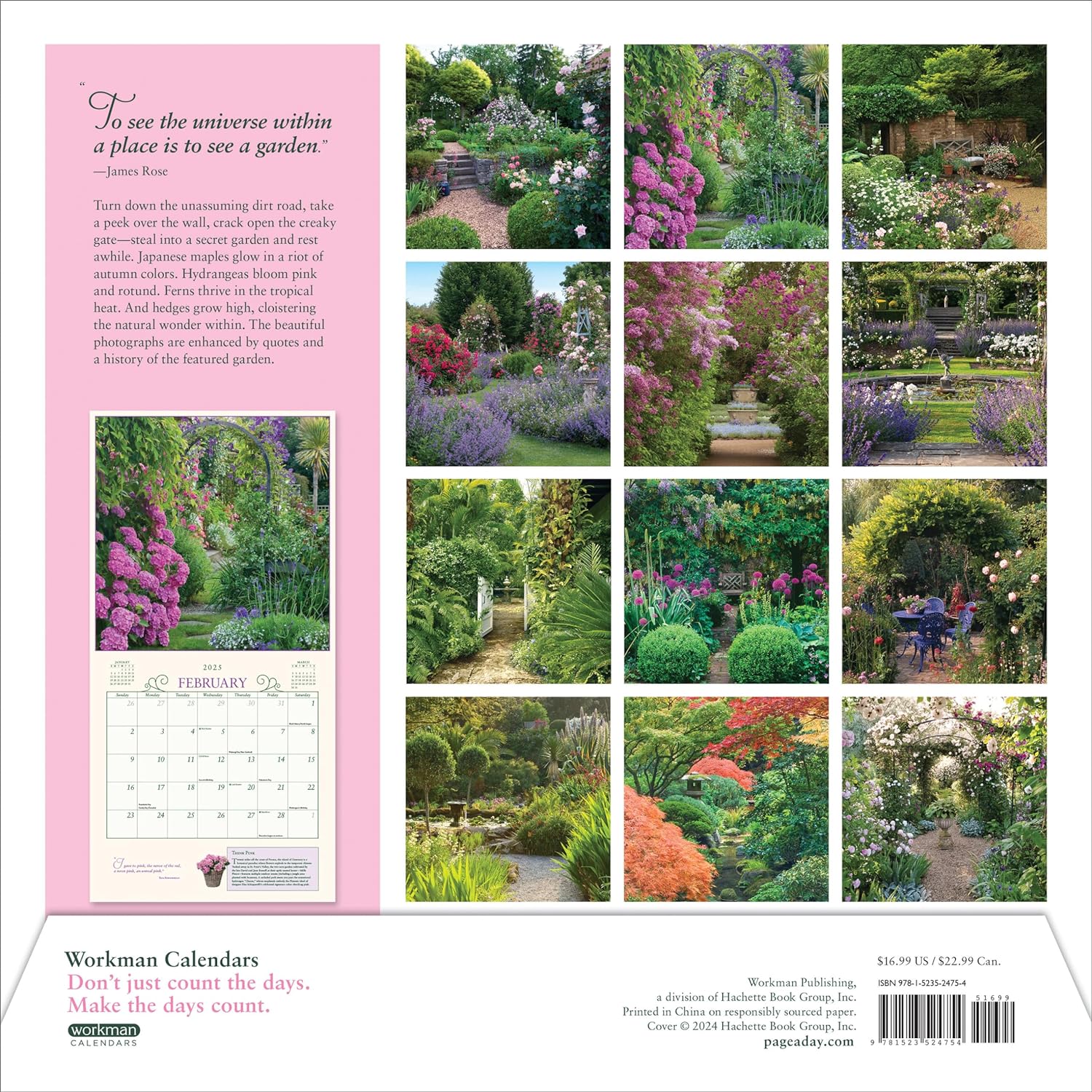 2025 Secret Garden - Square Wall Calendar