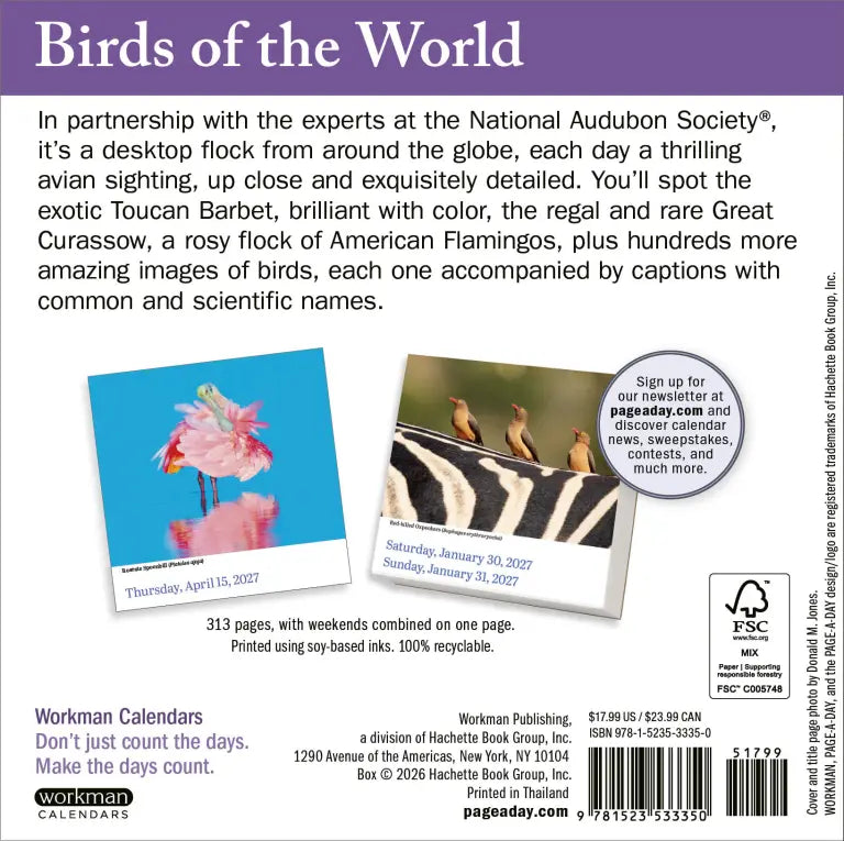 2027 Audubon Birds - Daily Boxed Page-A-Day Calendar