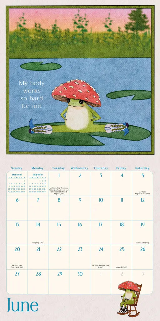 2027 Little Frog's Guide to Self-Care - Mini Wall Calendar