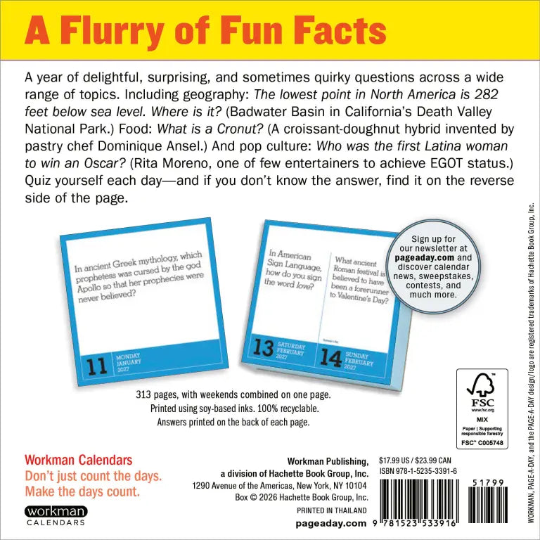 2027 365 Days of Amazing Trivia - Daily Boxed Page-A-Day Calendar