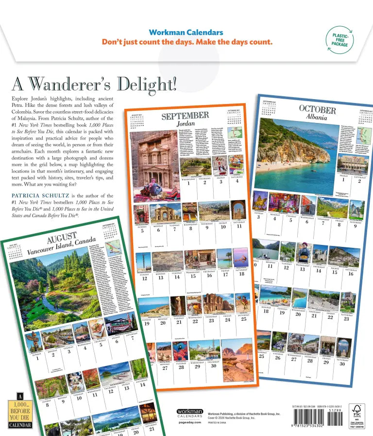 2027 1,000 Places to See Before You Die Picture-A-Day - Deluxe Wall Calendar