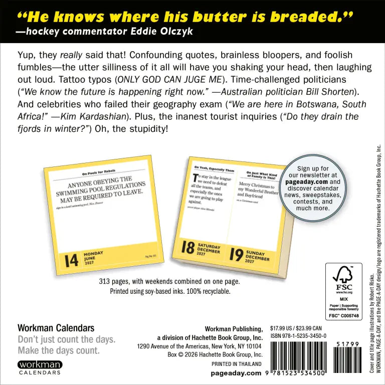2027 365 Stupidest Things Ever Said™ - Daily Boxed Page-A-Day Calendar