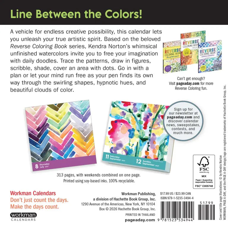 2027 Reverse Coloring - Daily Boxed Page-A-Day Calendar