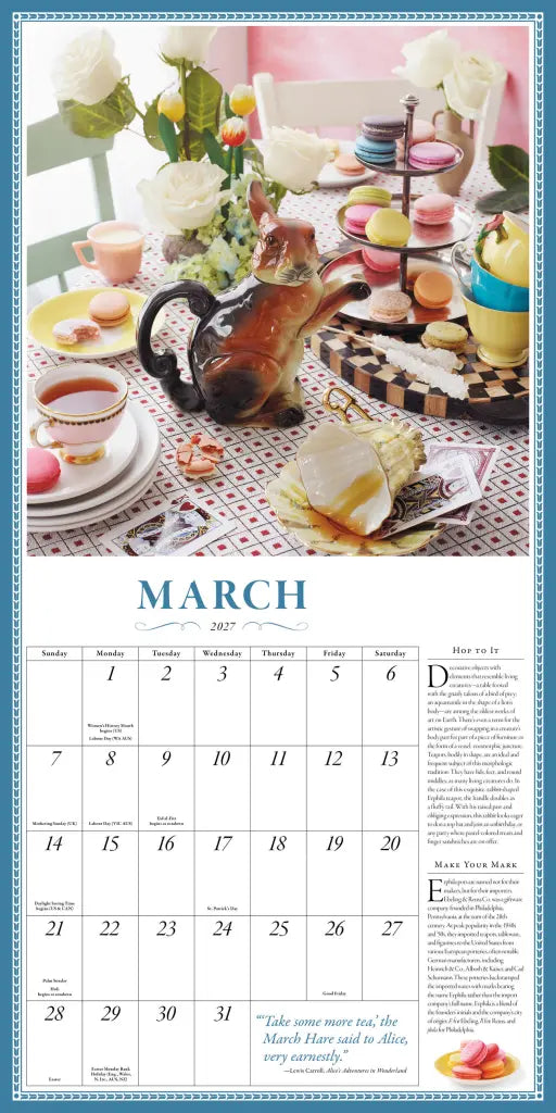 2027 Collectible Teapot - Square Wall Calendar