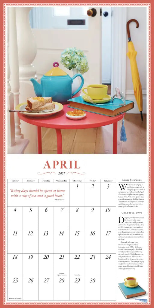 2027 Collectible Teapot - Square Wall Calendar