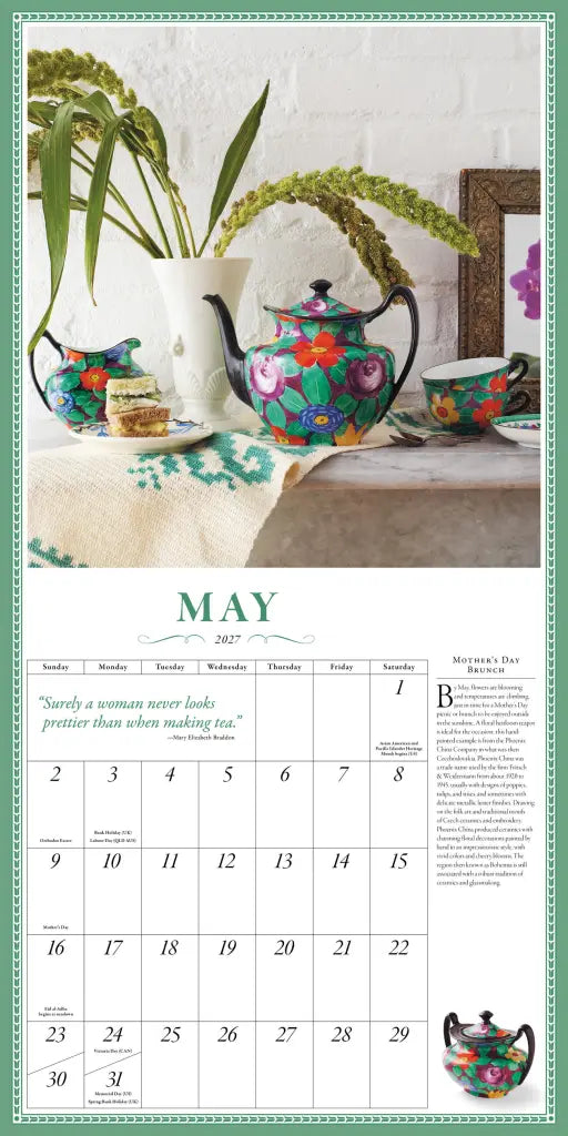2027 Collectible Teapot - Square Wall Calendar