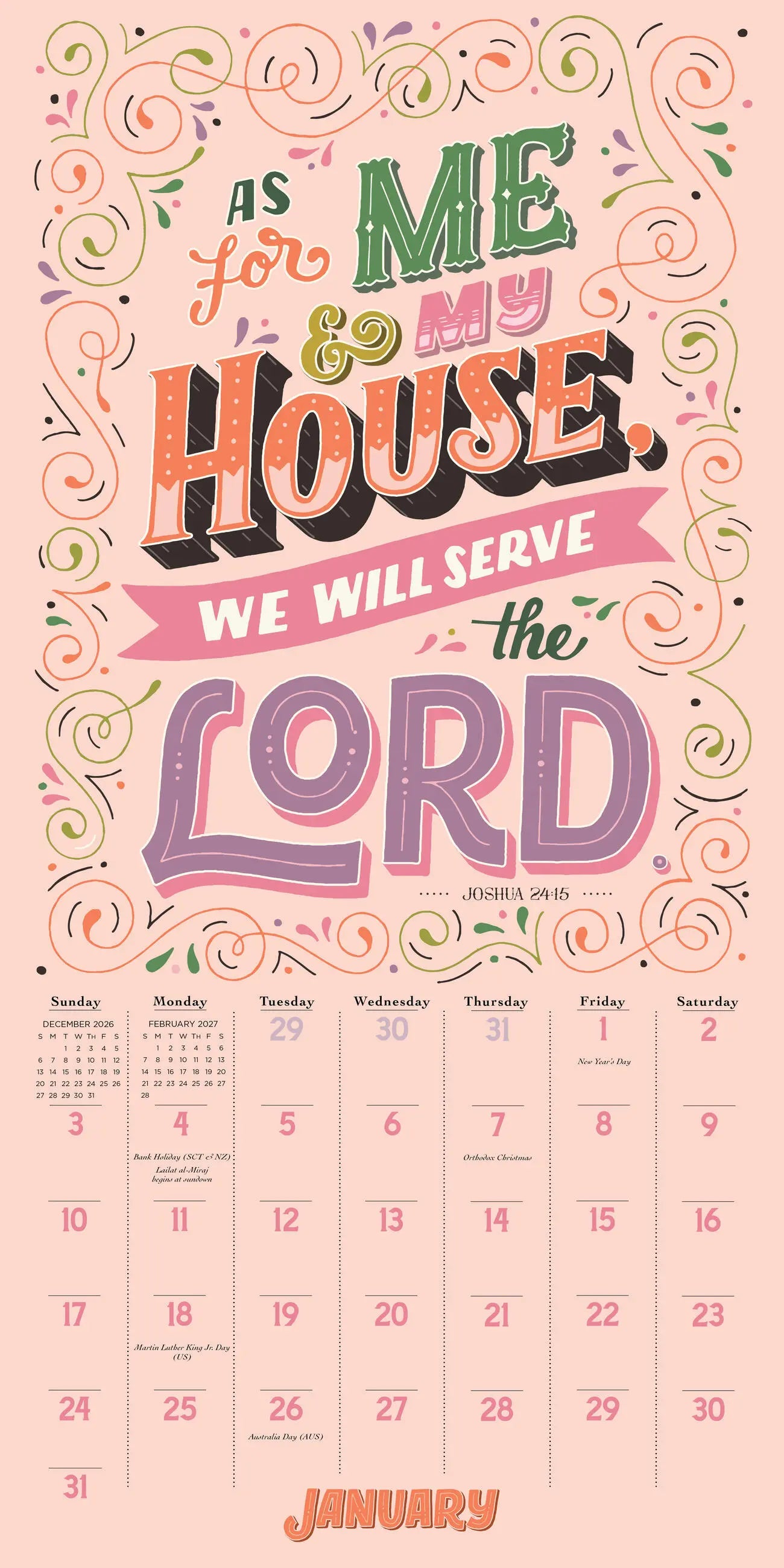 2027 Illustrated Bible Verses - Square Wall Calendar