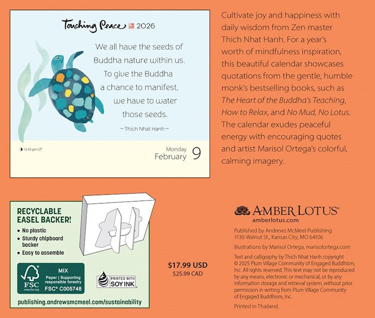 2026 Touching Peace: Thich Nhat Hanh - Boxed Page-A-Day