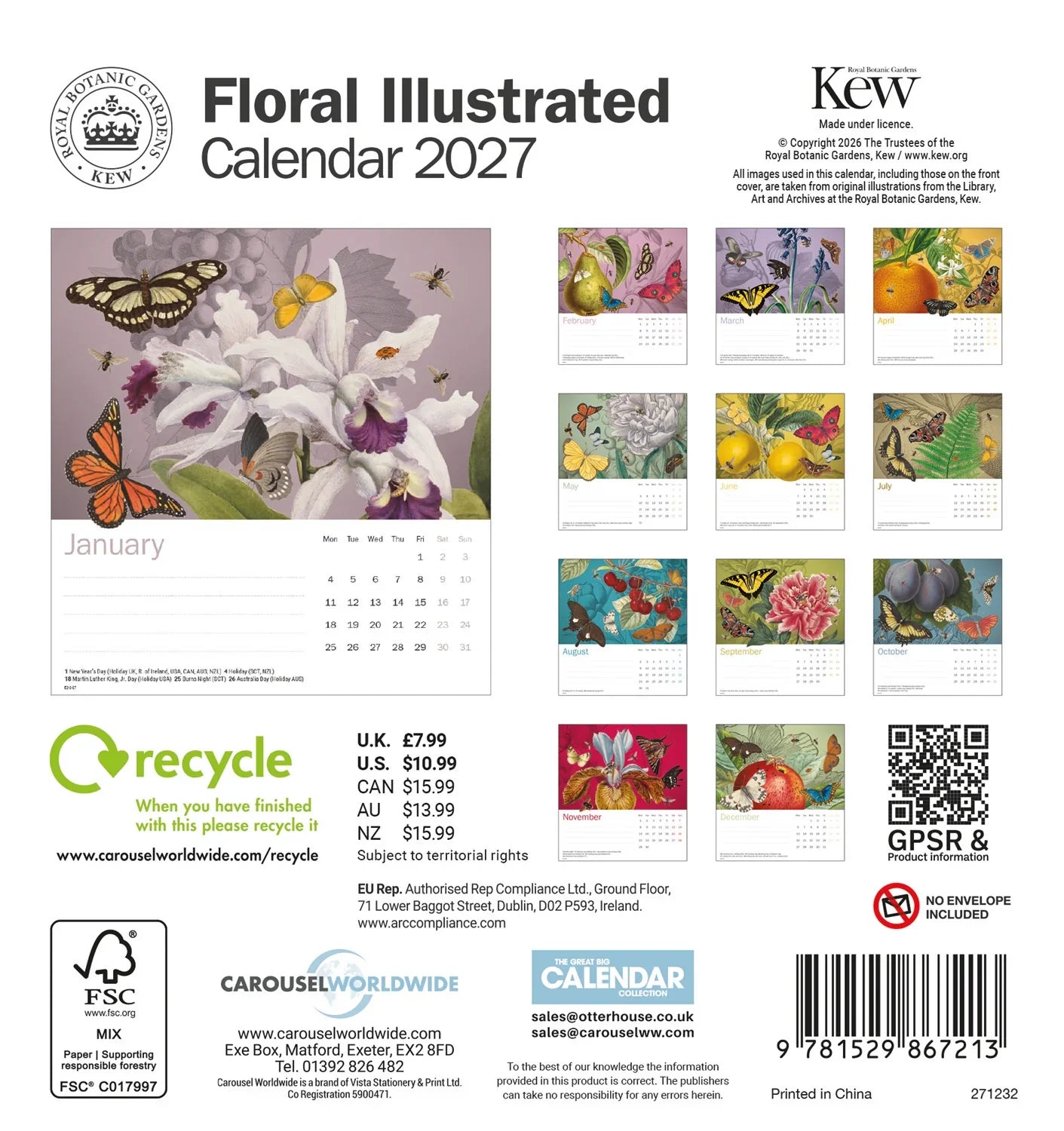 2027 Royal Botanical Gardens Kew - Desk Easel Calendar