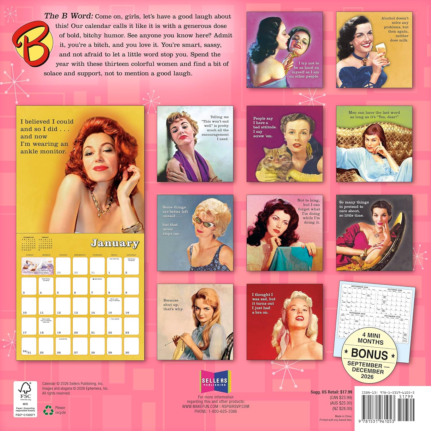 2027 B Word - Square Wall Calendar