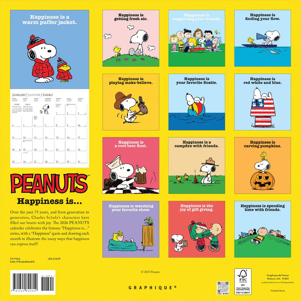 2026 Peanuts - Square Wall Calendar