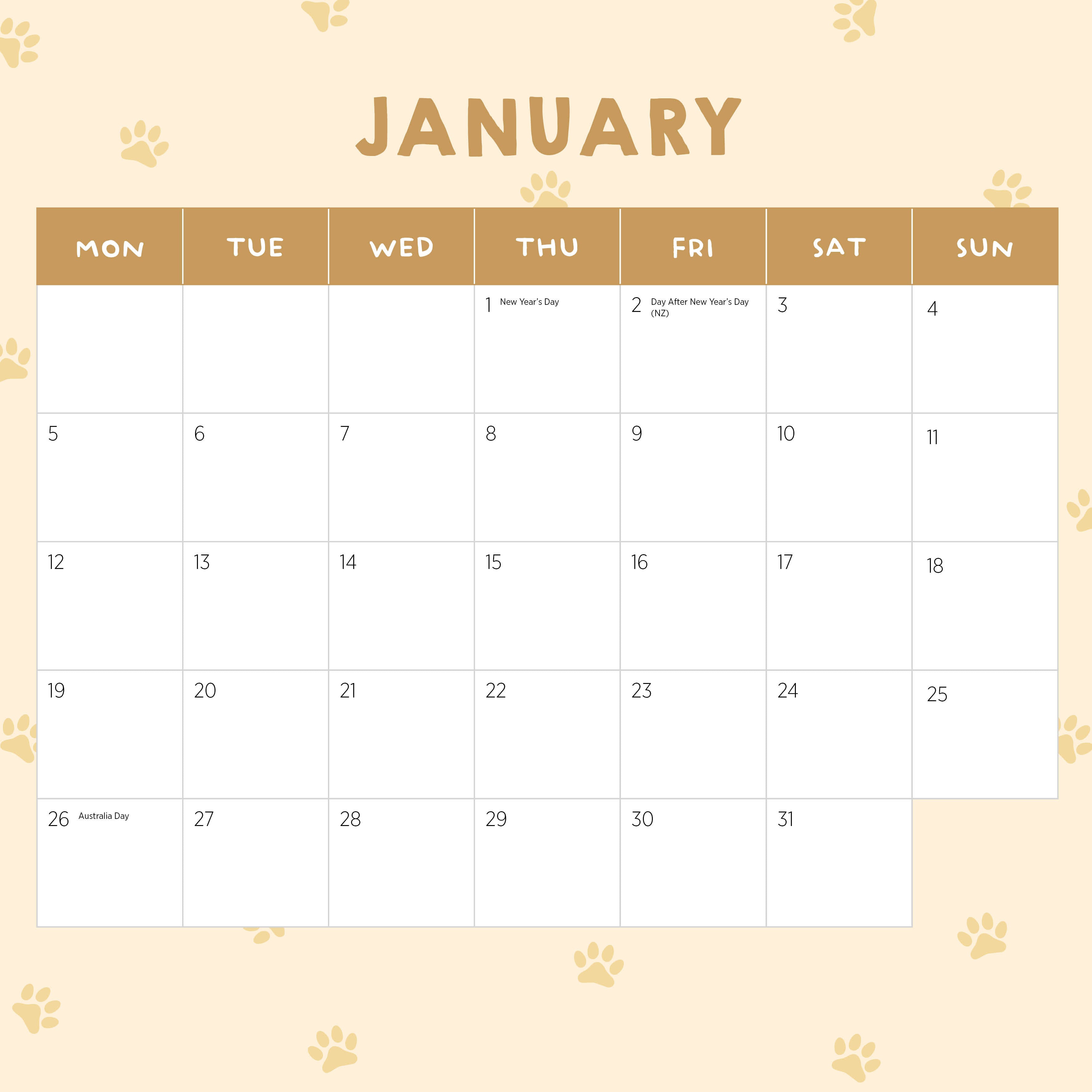 2026 Doggy Shenanigans - Square Wall Calendar