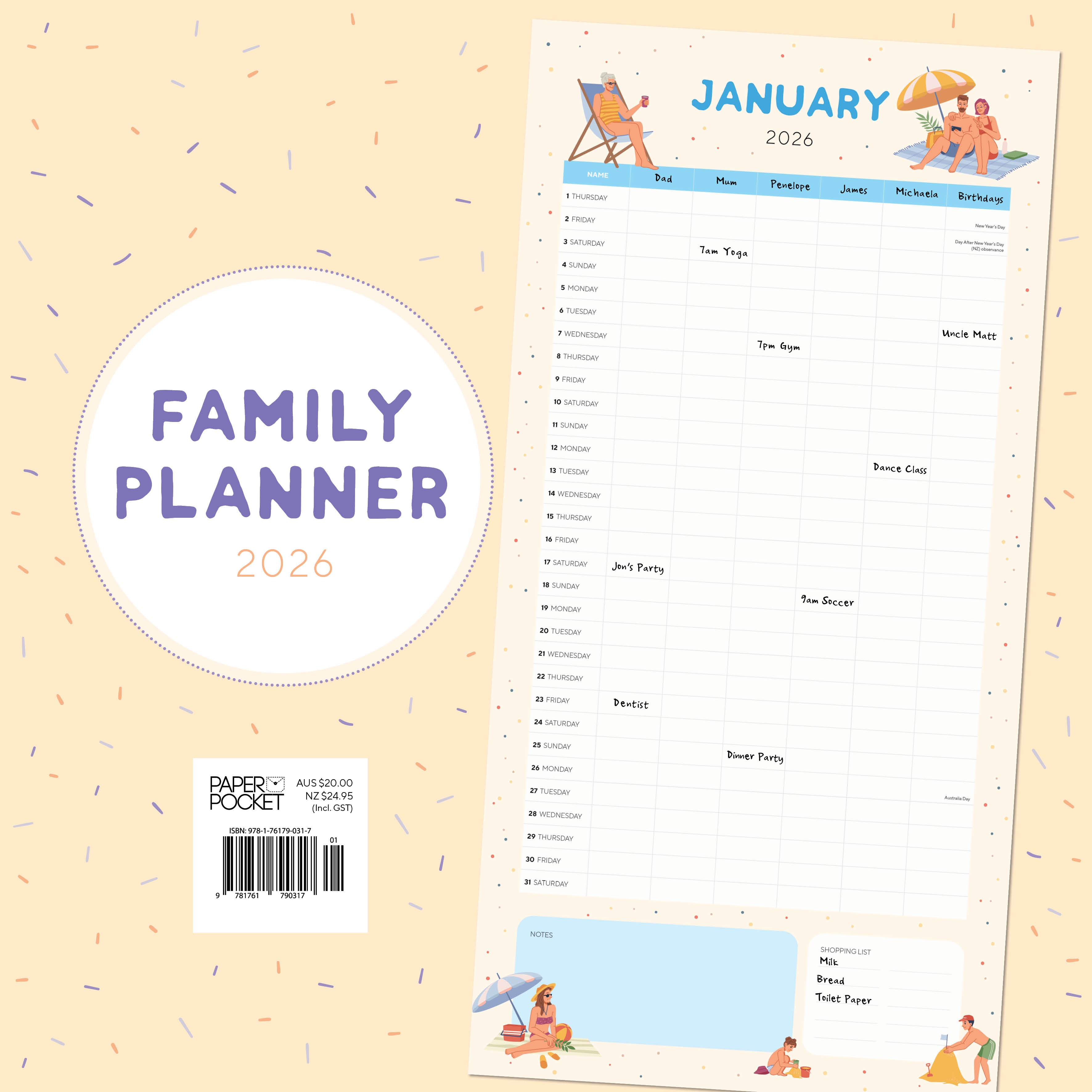 2026 Family Planner - Square Wall Calendar