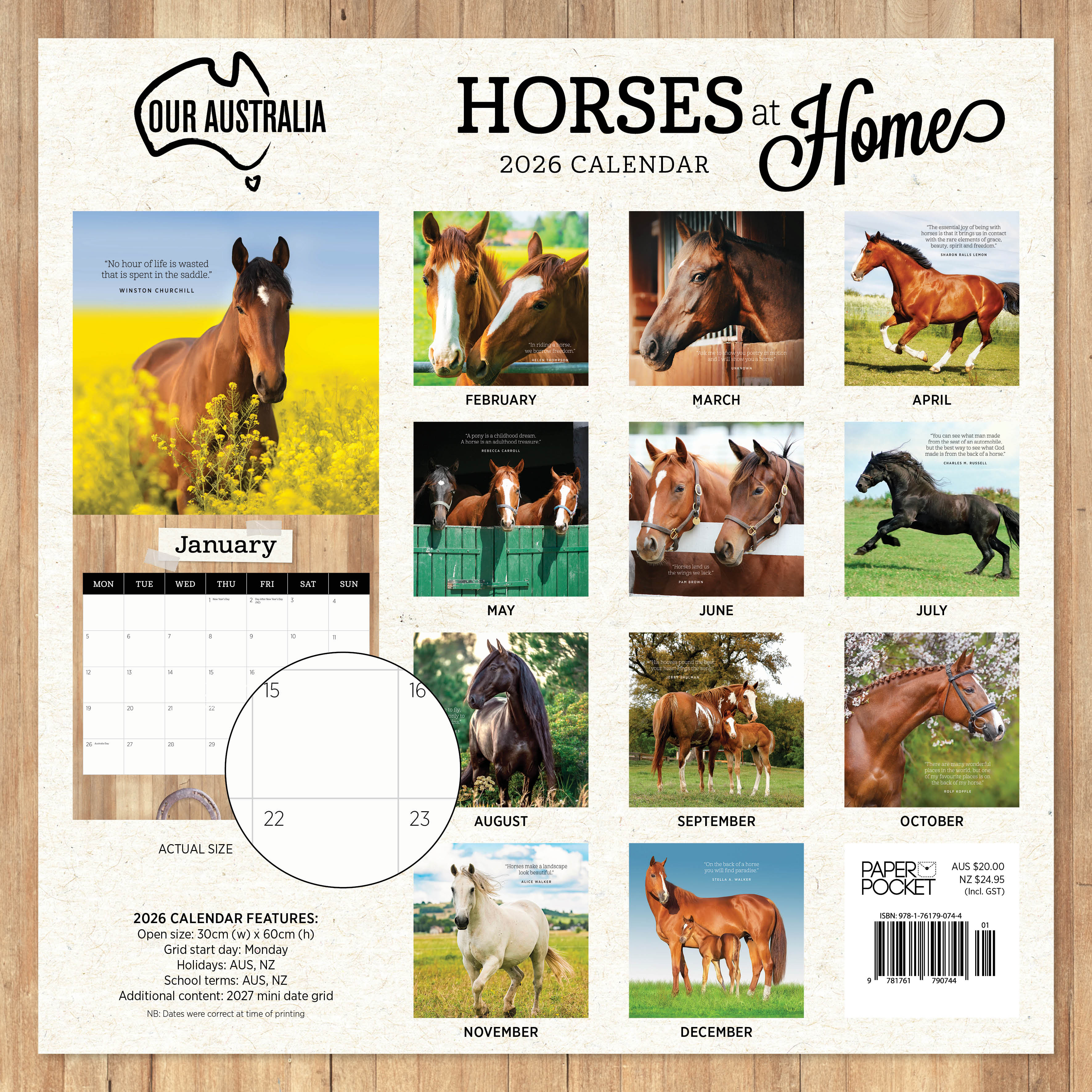 2026 Our Australia Horses at Home - Square Wall Calendar