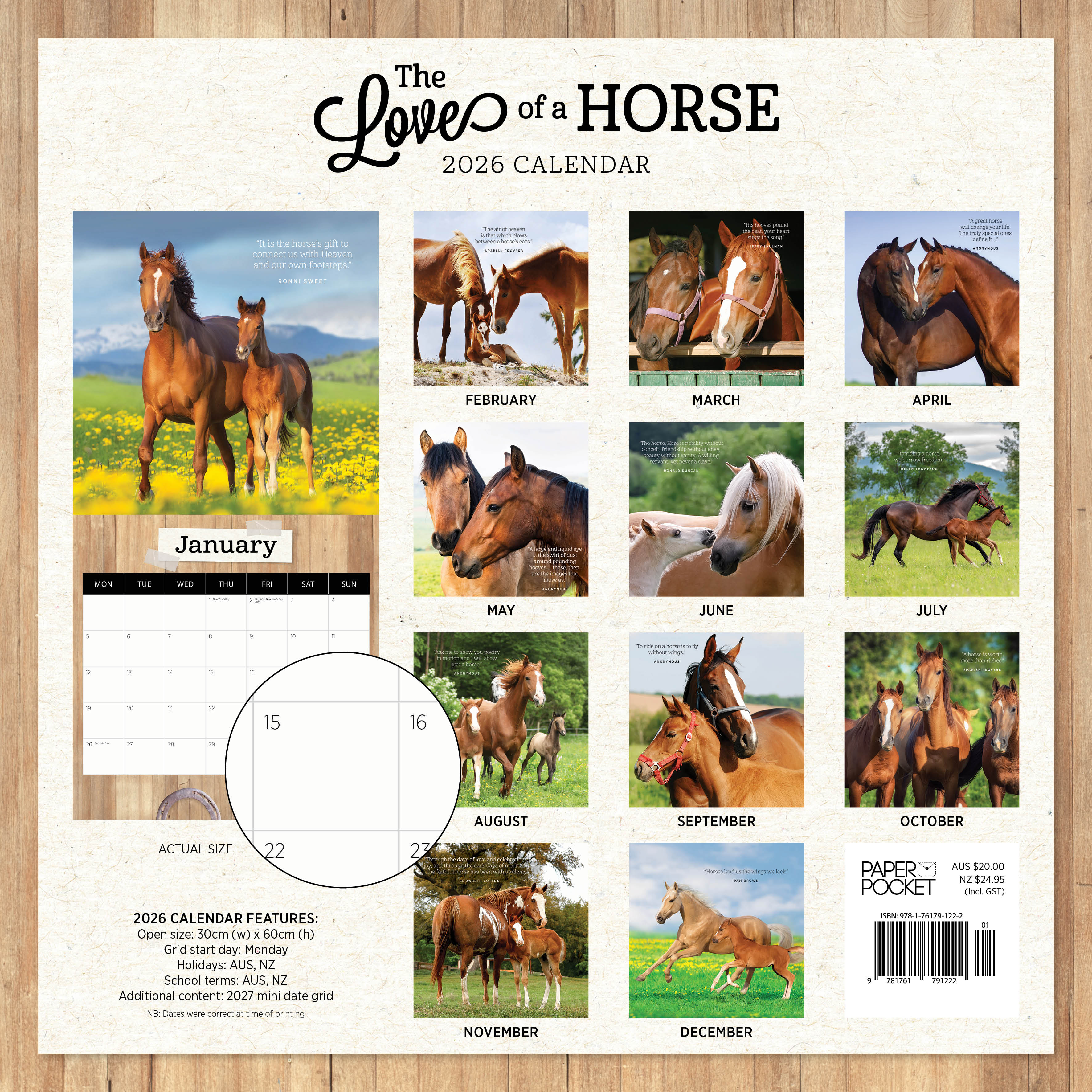 2026 The Love Of A Horse - Square Wall Calendar