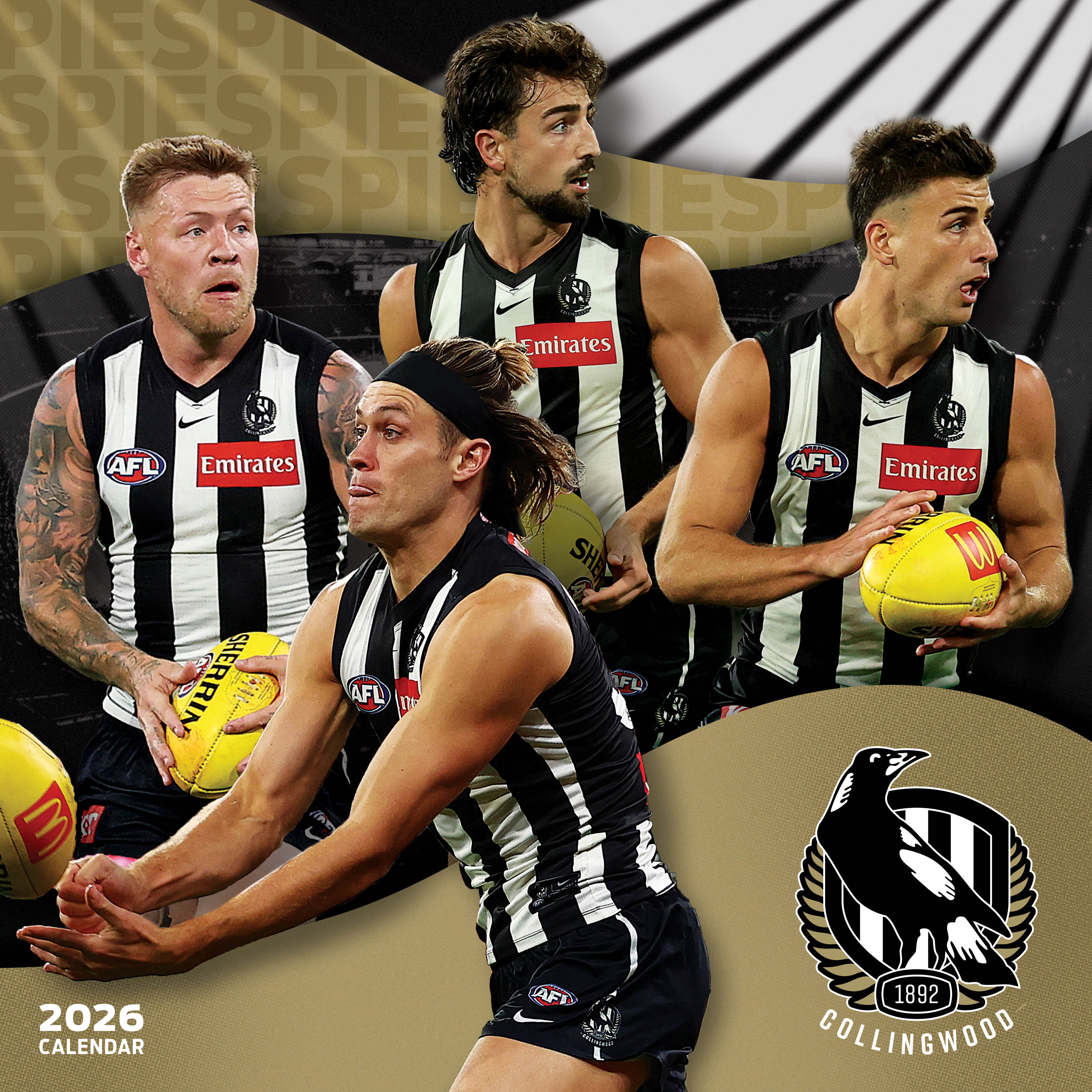 2026 AFL Collingwood Magpies - Square Wall Calendar