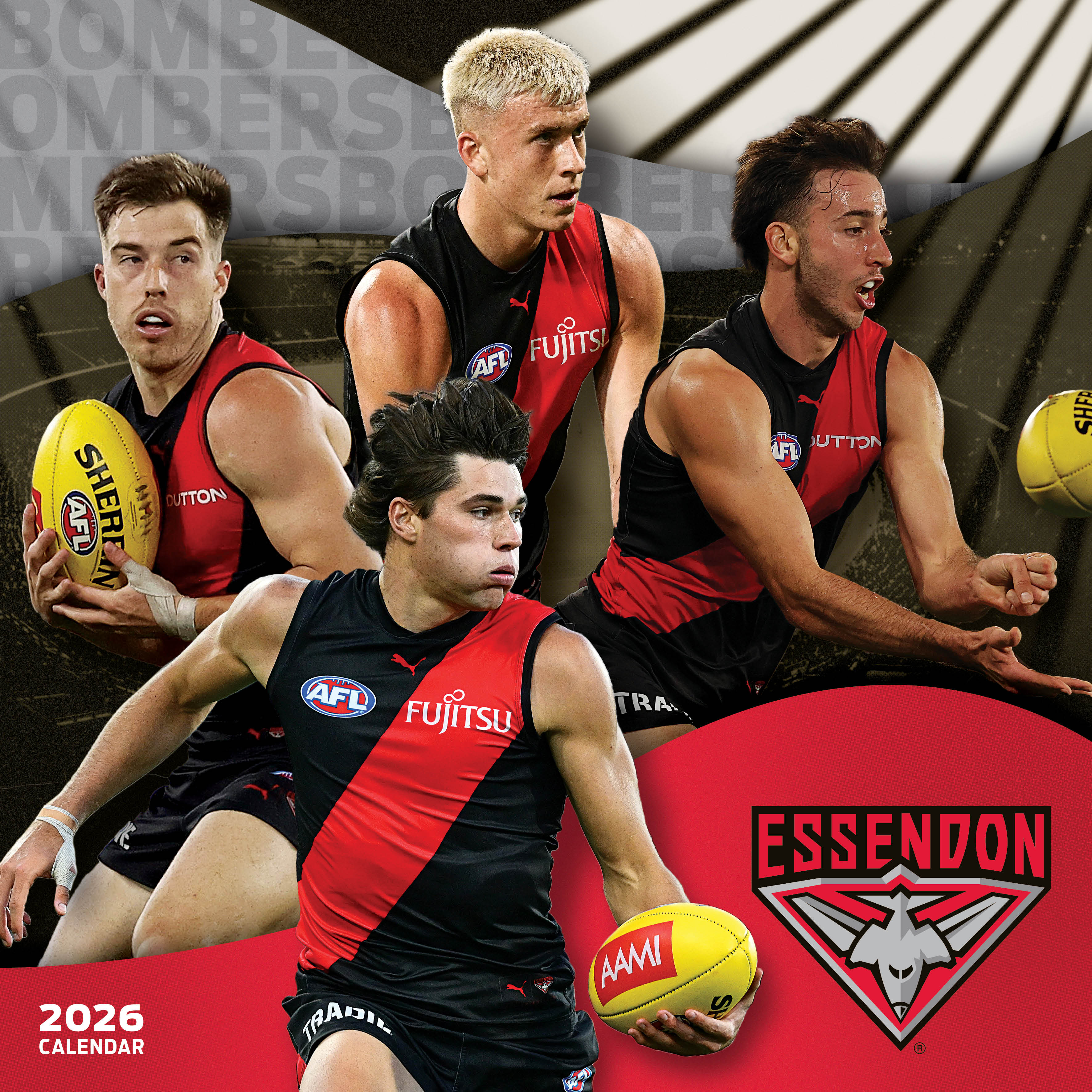 2026 AFL Essendon Bombers - Square Wall Calendar
