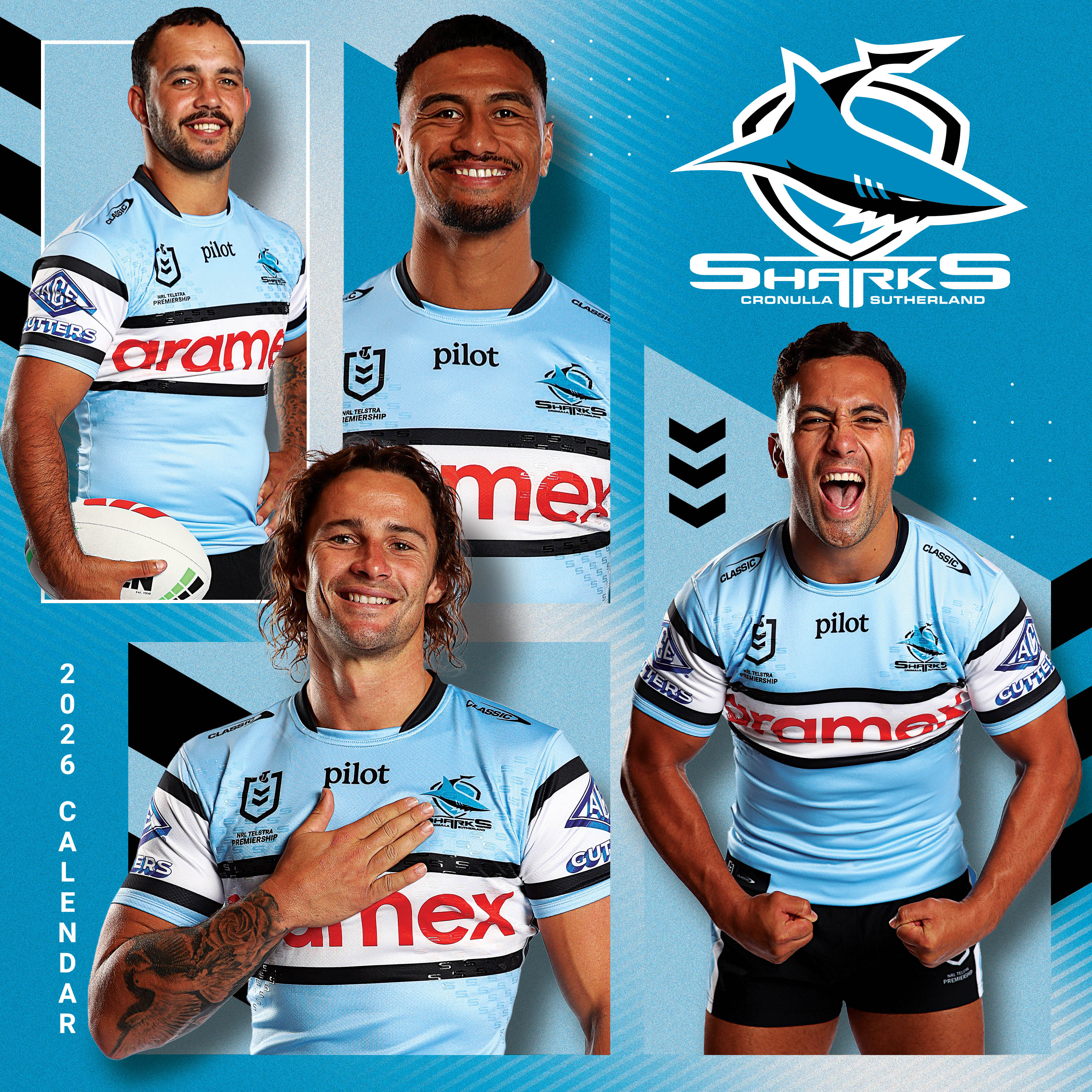 2026 NRL Cronulla Sharks - Square Wall Calendar
