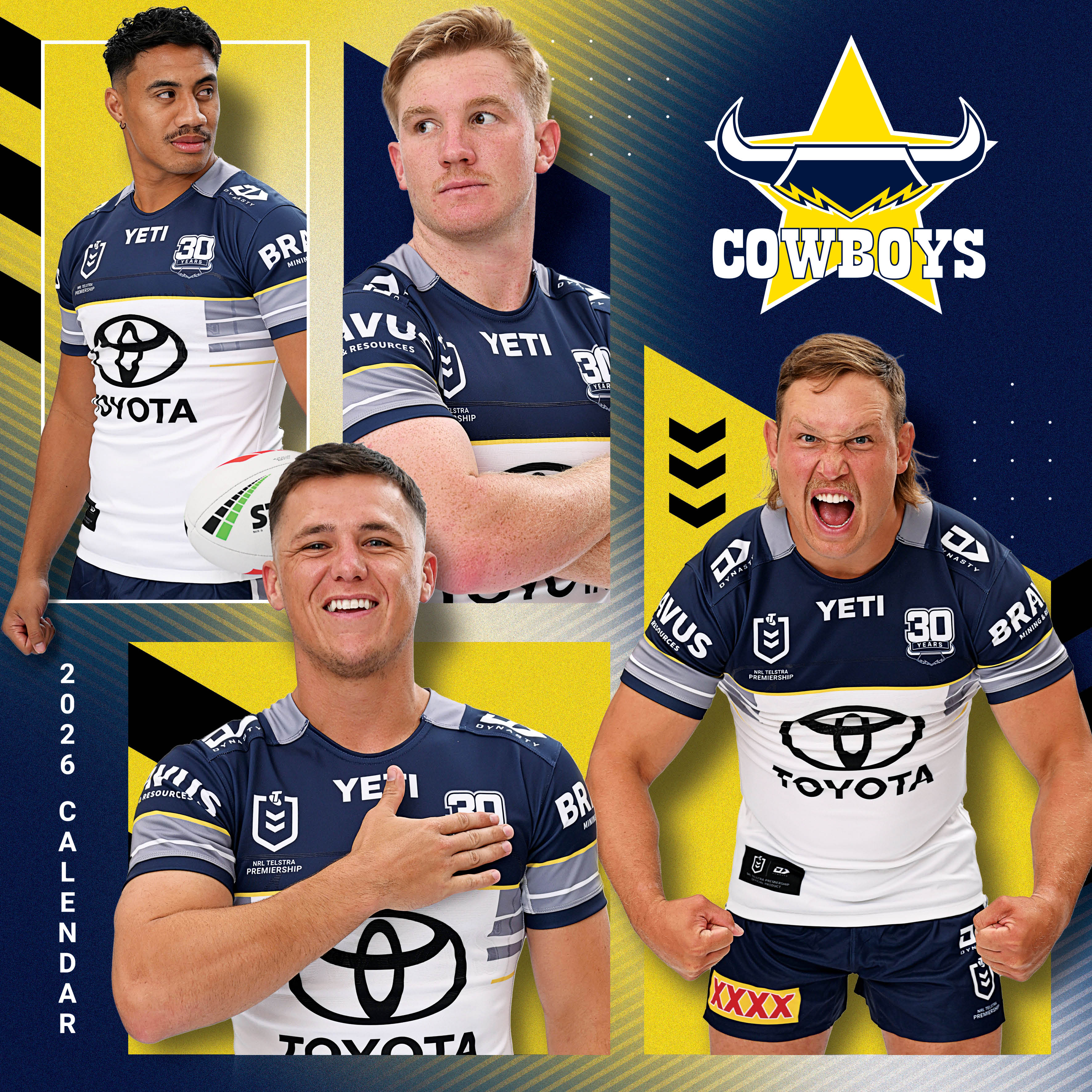 2026 NRL North Queensland Cowboys - Square Wall Calendar