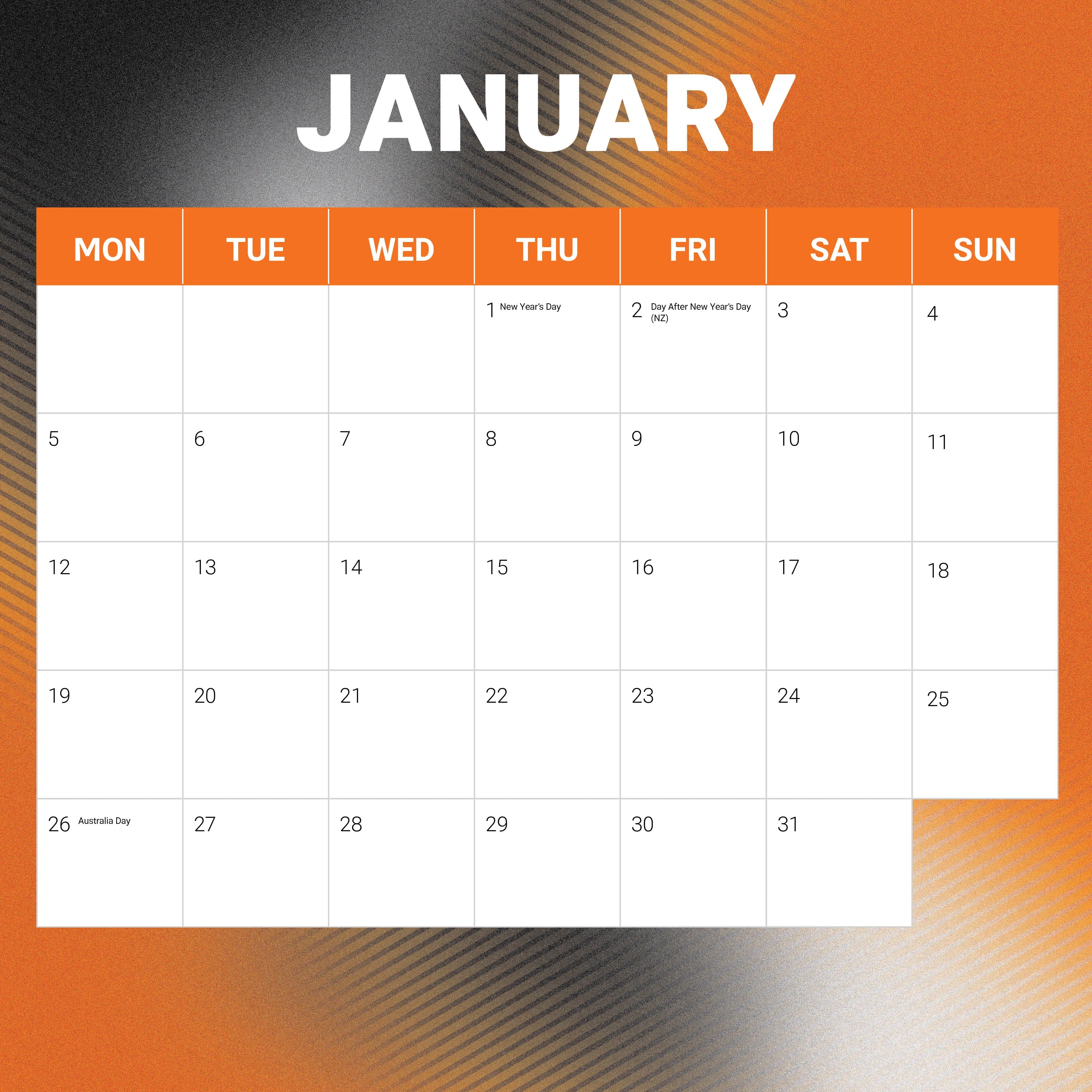 2026 NRL Wests Tigers - Square Wall Calendar