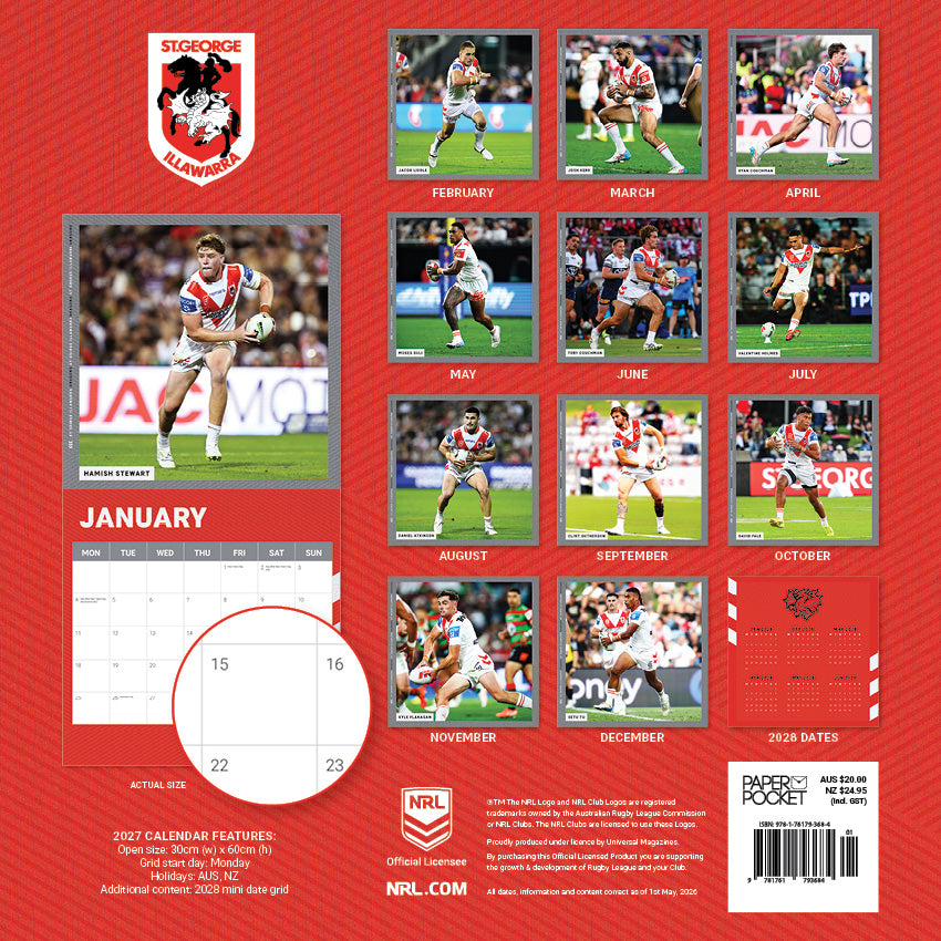 2027 NRL St George Illawarra Dragons calendar – image 4