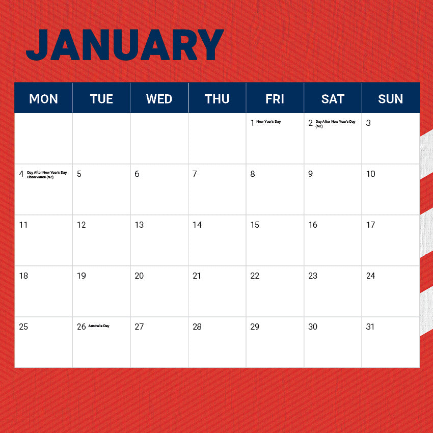 2027 NRL Sydney Roosters calendar – image 3