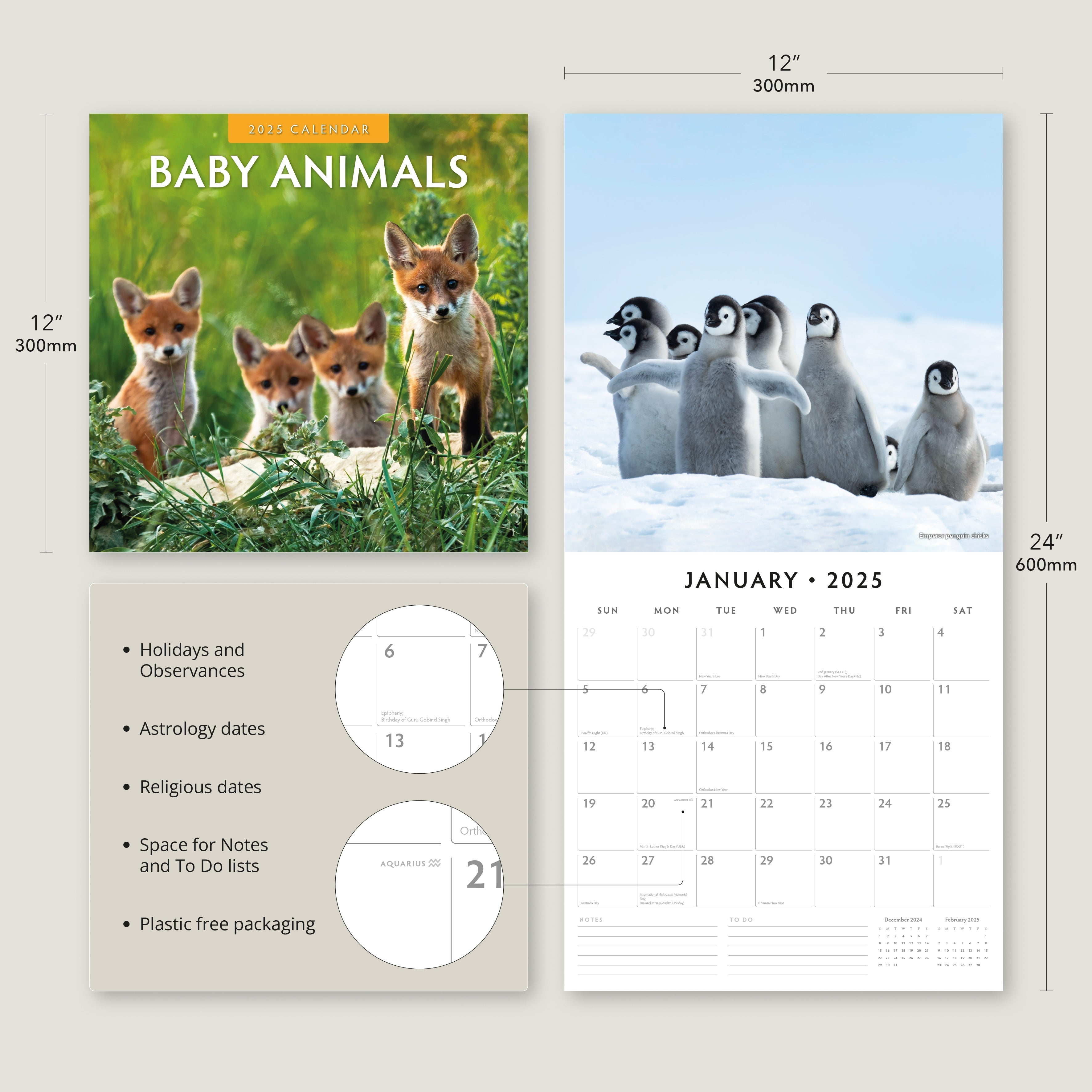 2025 Baby Animals - Square Wall Calendar