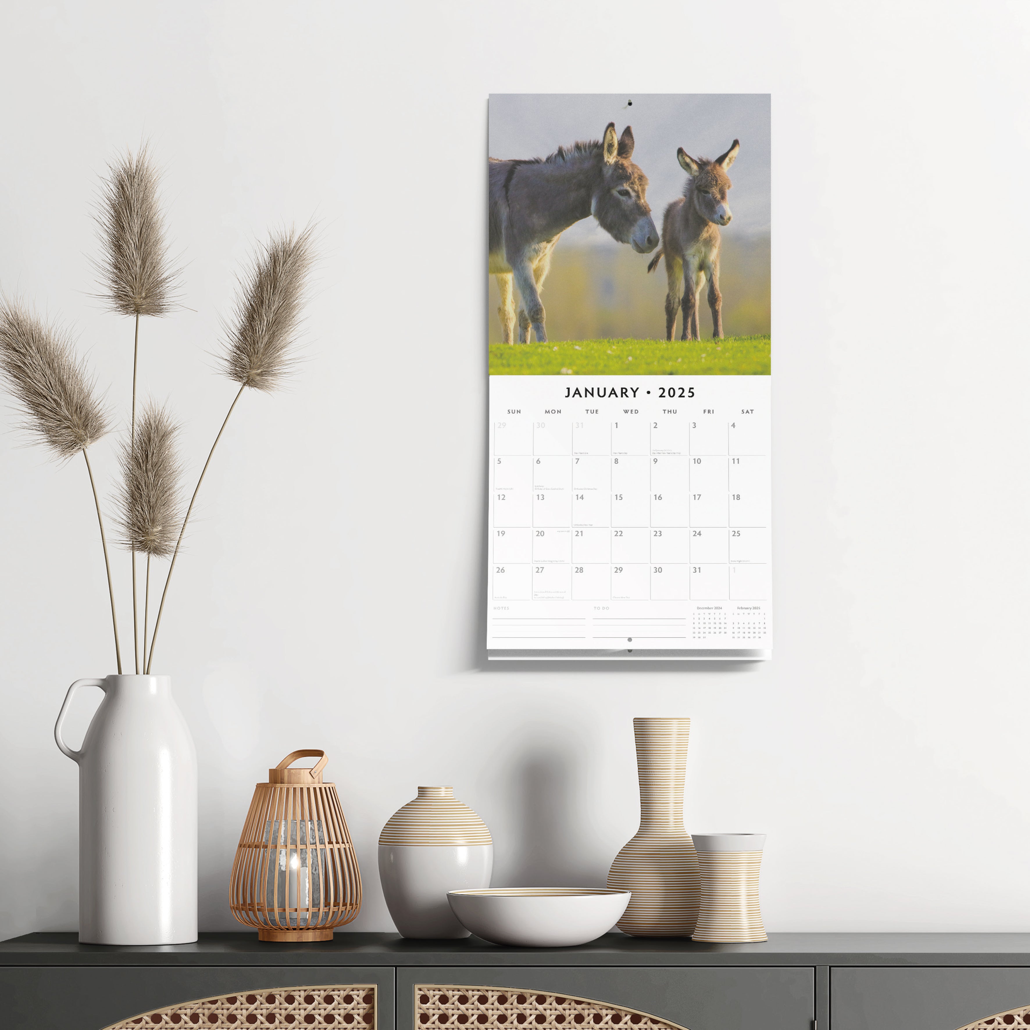 2025 Donkeys - Square Wall Calendar