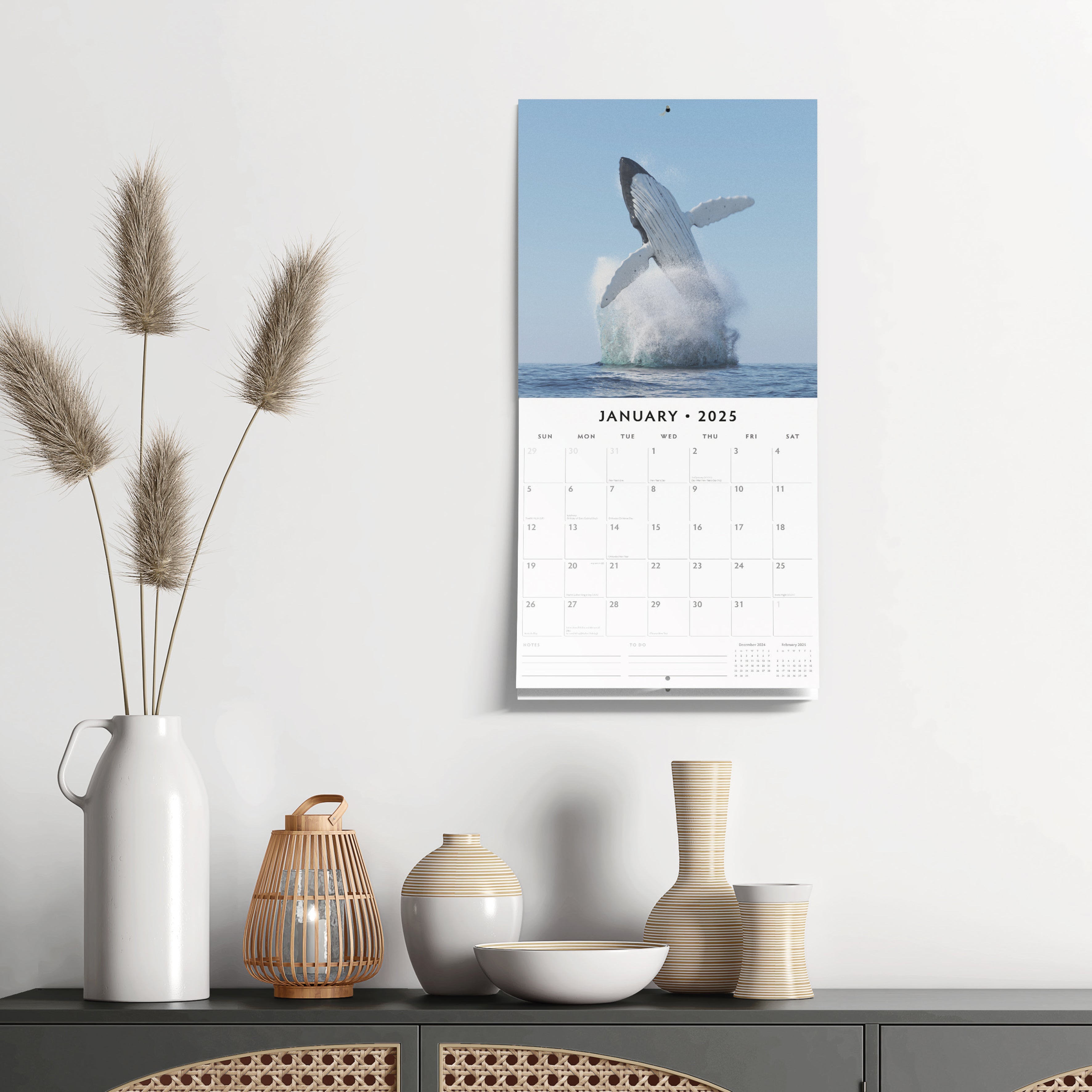 2025 Whales - Square Wall Calendar