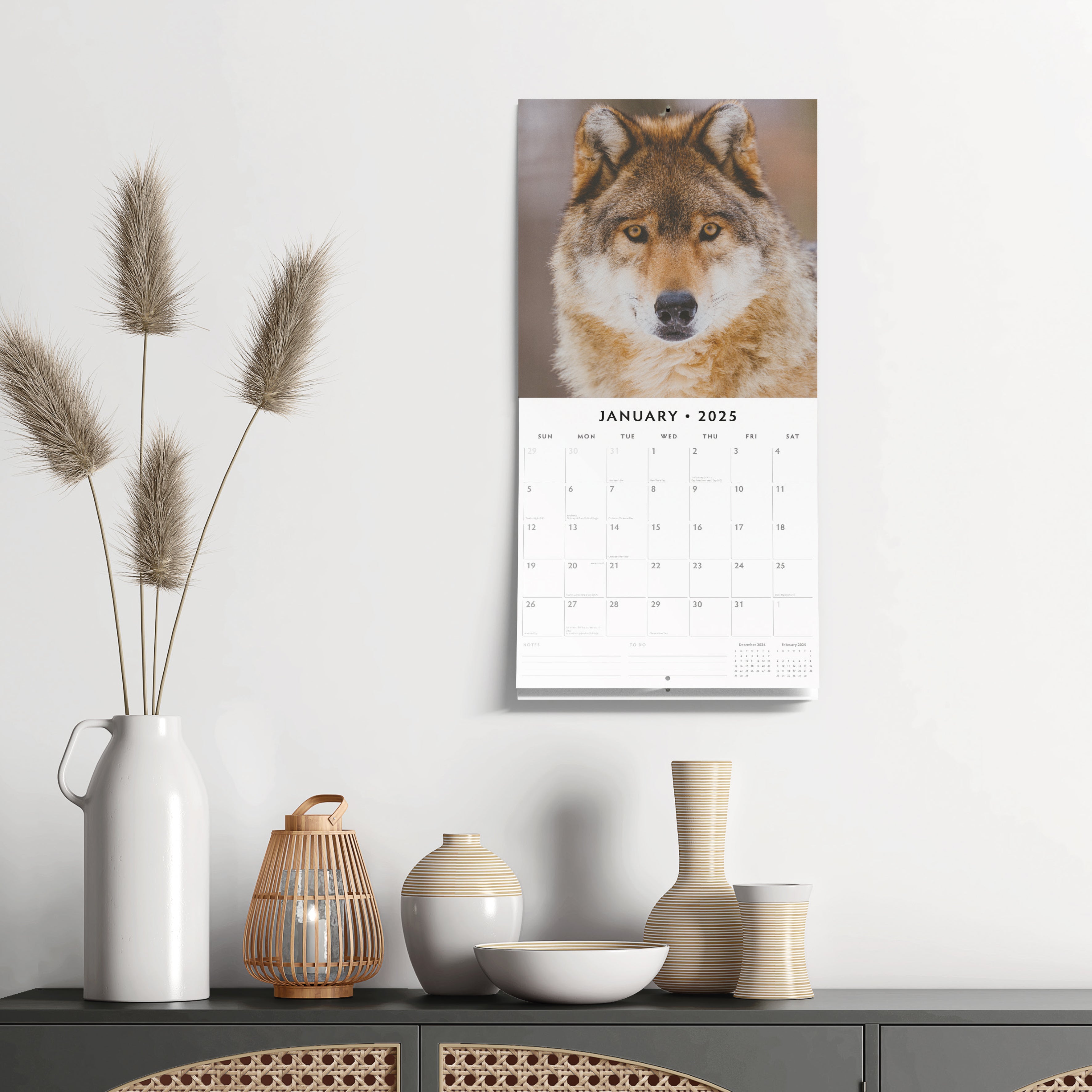 2025 Wolves - Square Wall Calendar