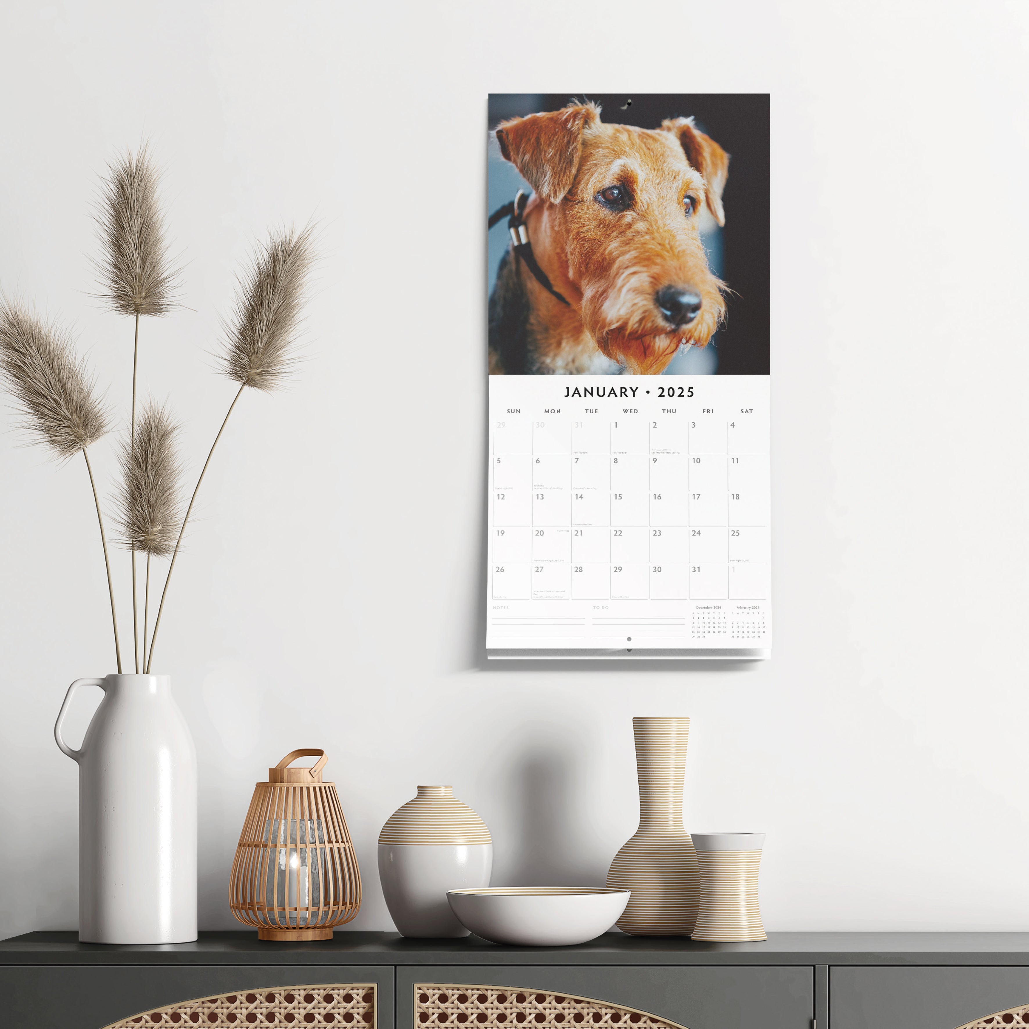 2025 Airedale Terriers - Square Wall Calendar