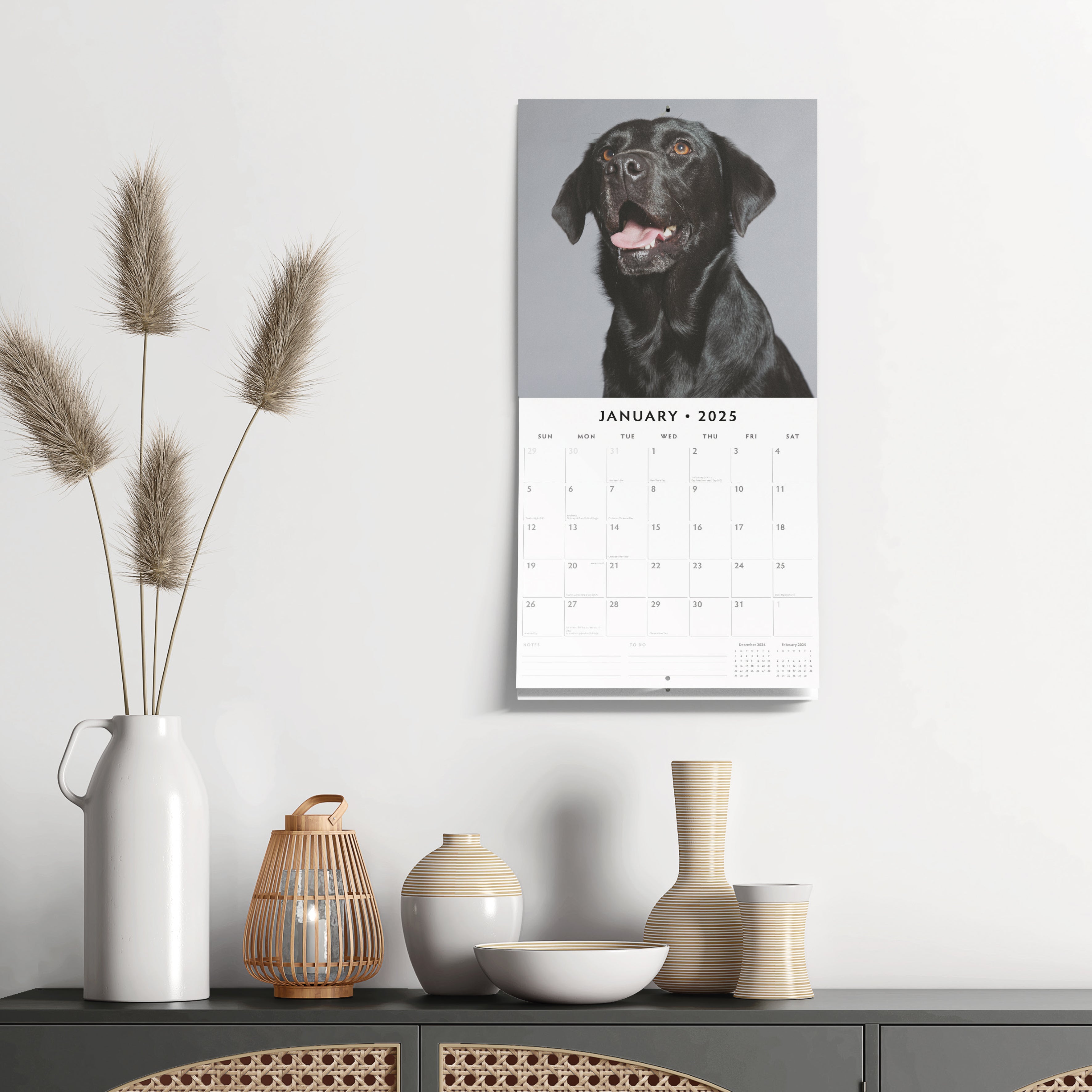 2025 Black Labradors - Square Wall Calendar