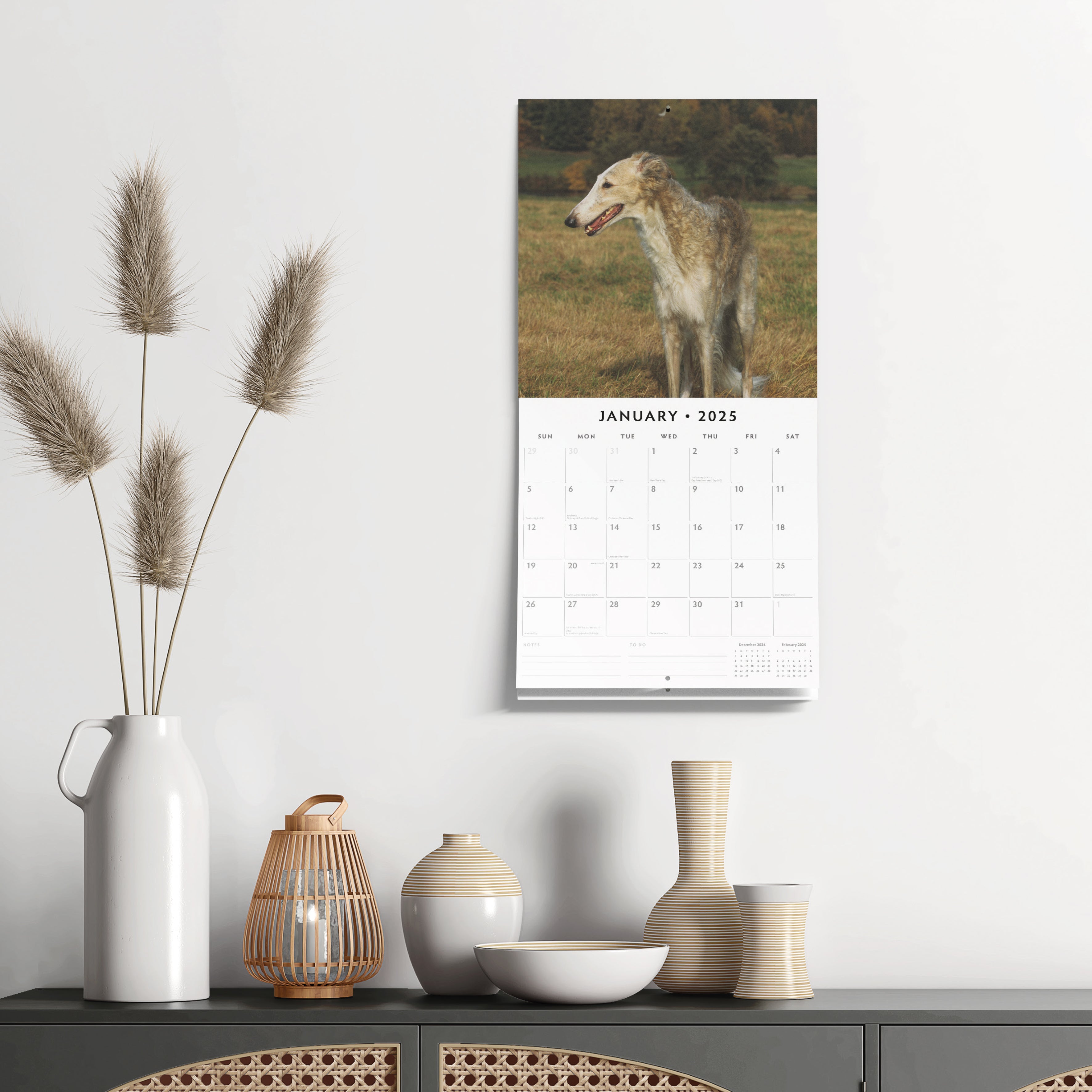 2025 Borzois - Square Wall Calendar