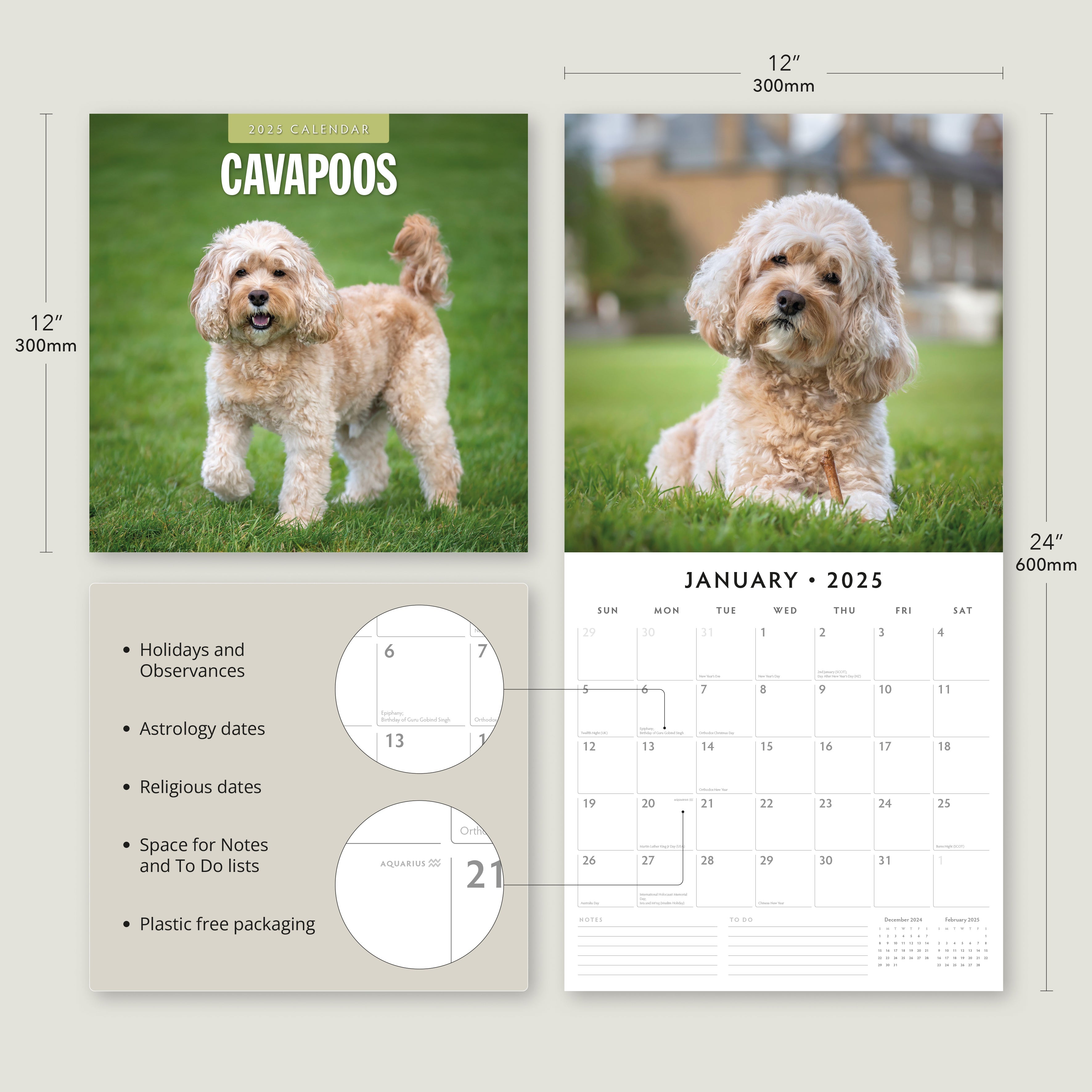 2025 Cavapoos - Square Wall Calendar