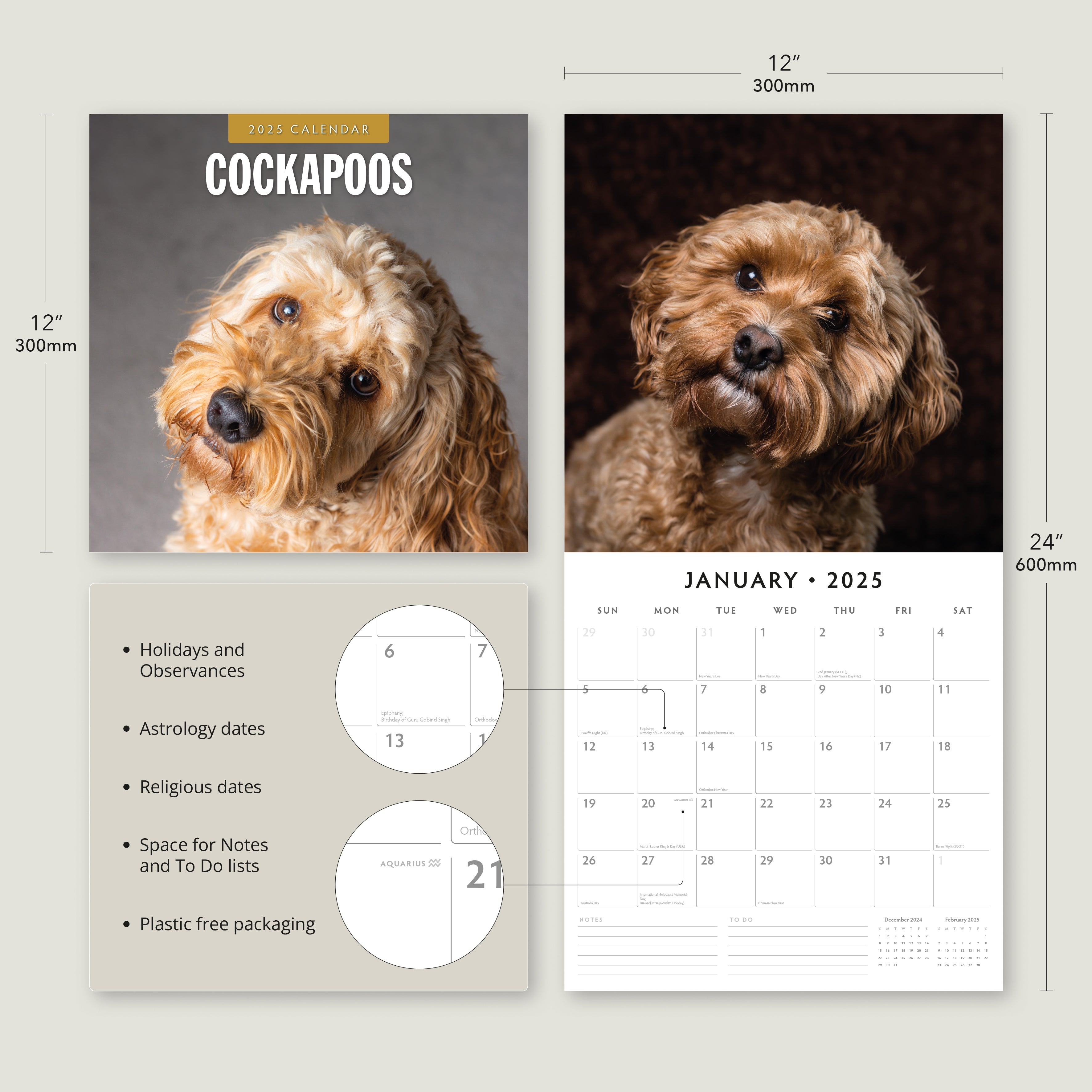 2025 Cockapoos - Square Wall Calendar