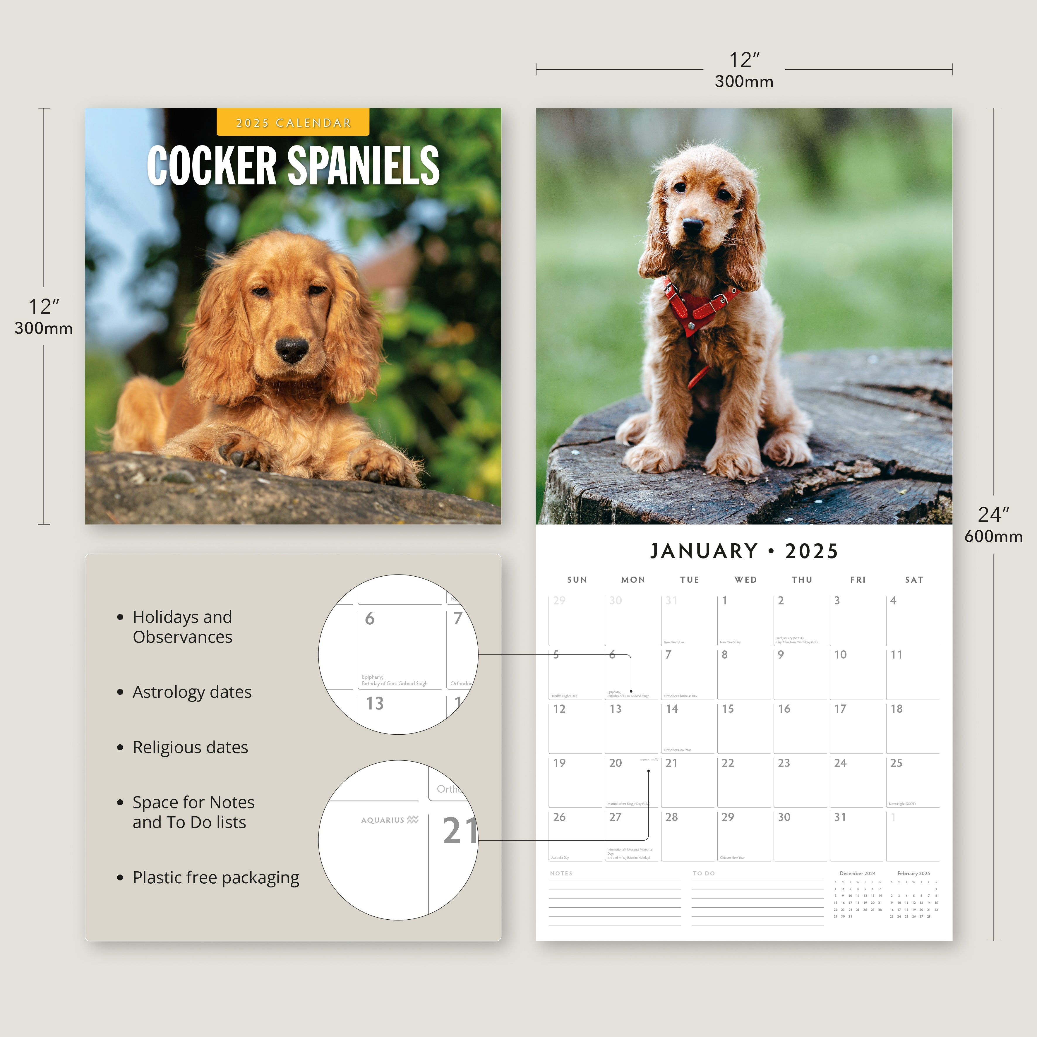 2025 Cocker Spaniels - Square Wall Calendar