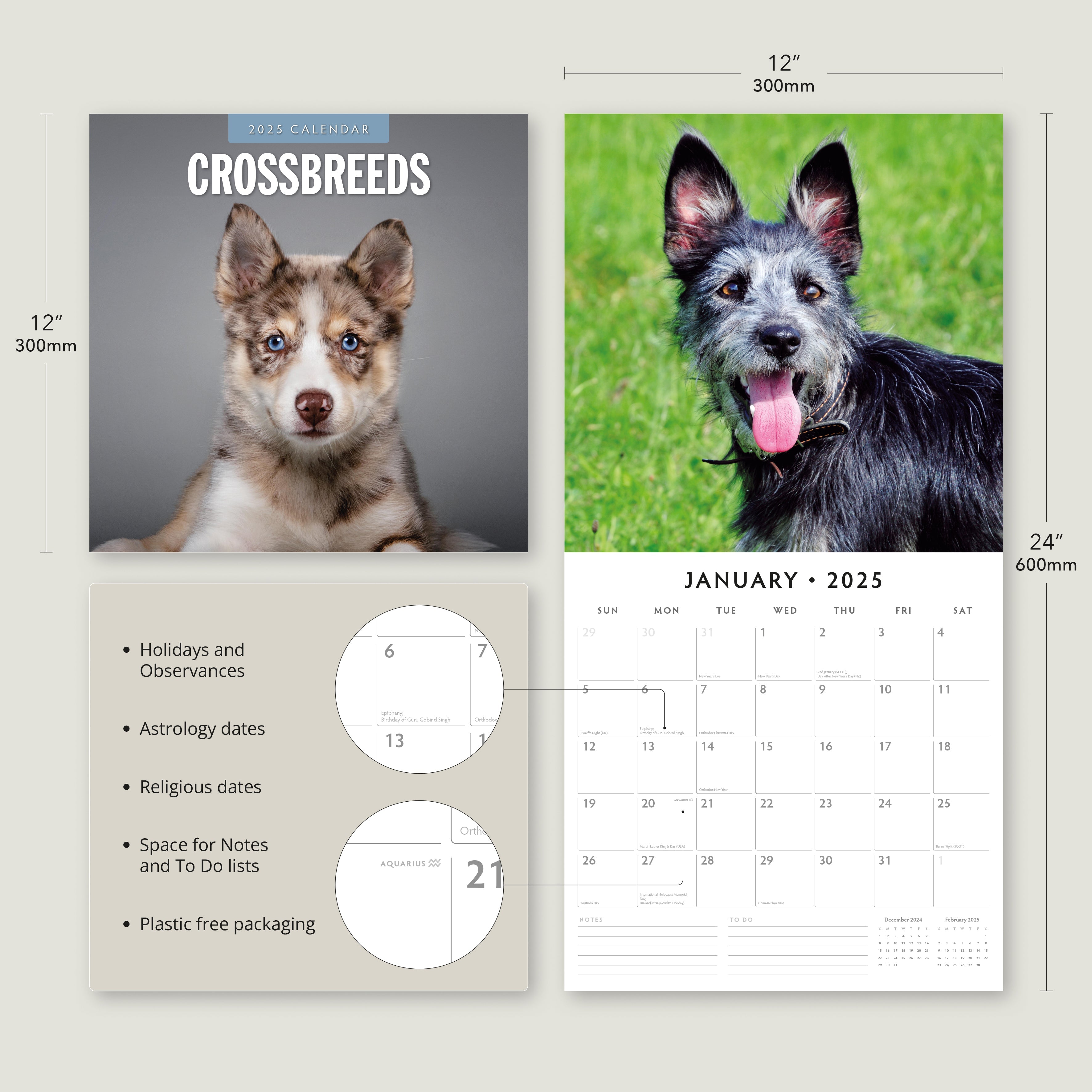 2025 Crossbreeds - Square Wall Calendar