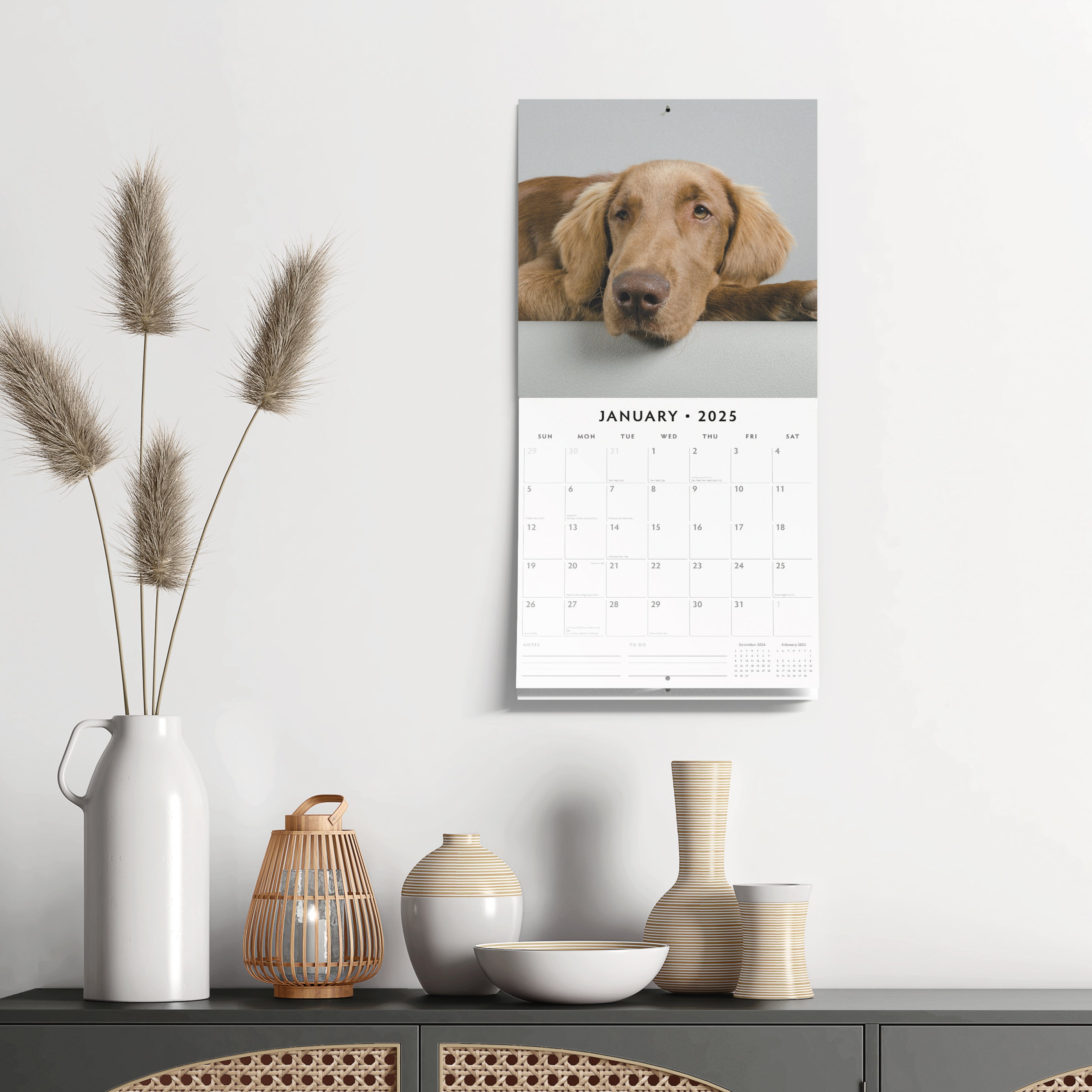 2025 Flat Coated Retrievers - Square Wall Calendar