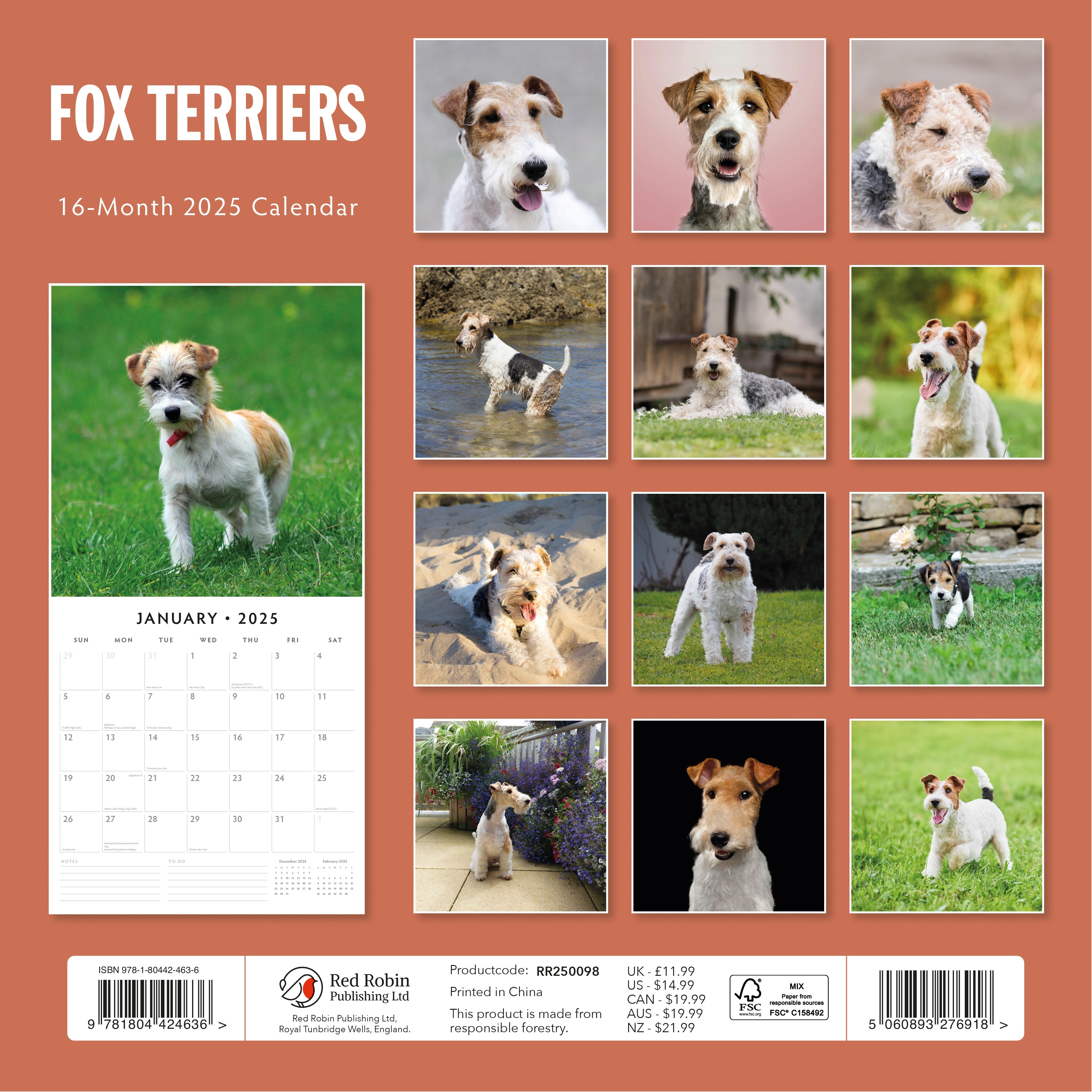 2025 Fox Terriers - Square Wall Calendar