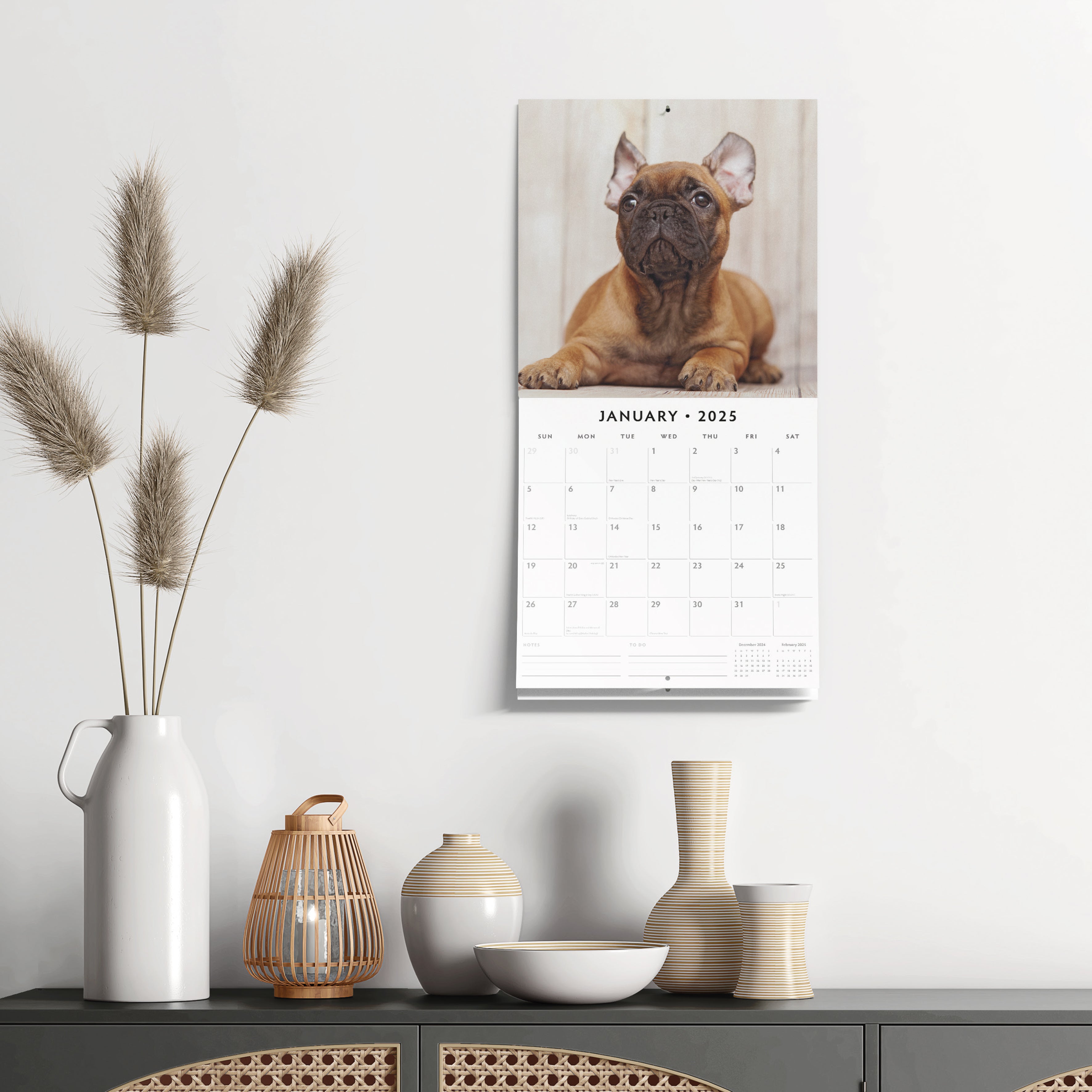 2025 French Bulldogs - Square Wall Calendar