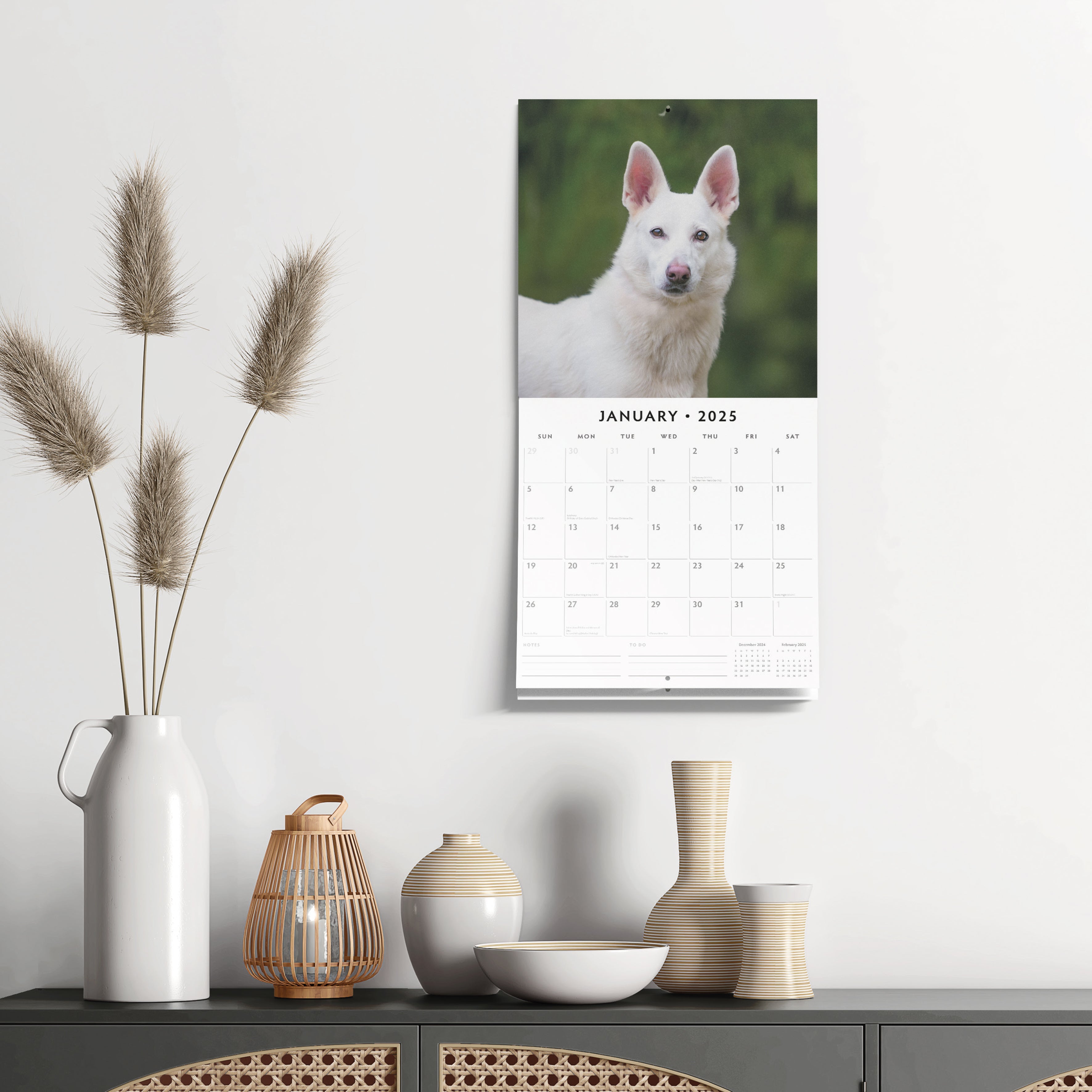 2025 White German Shepherd - Square Wall Calendar