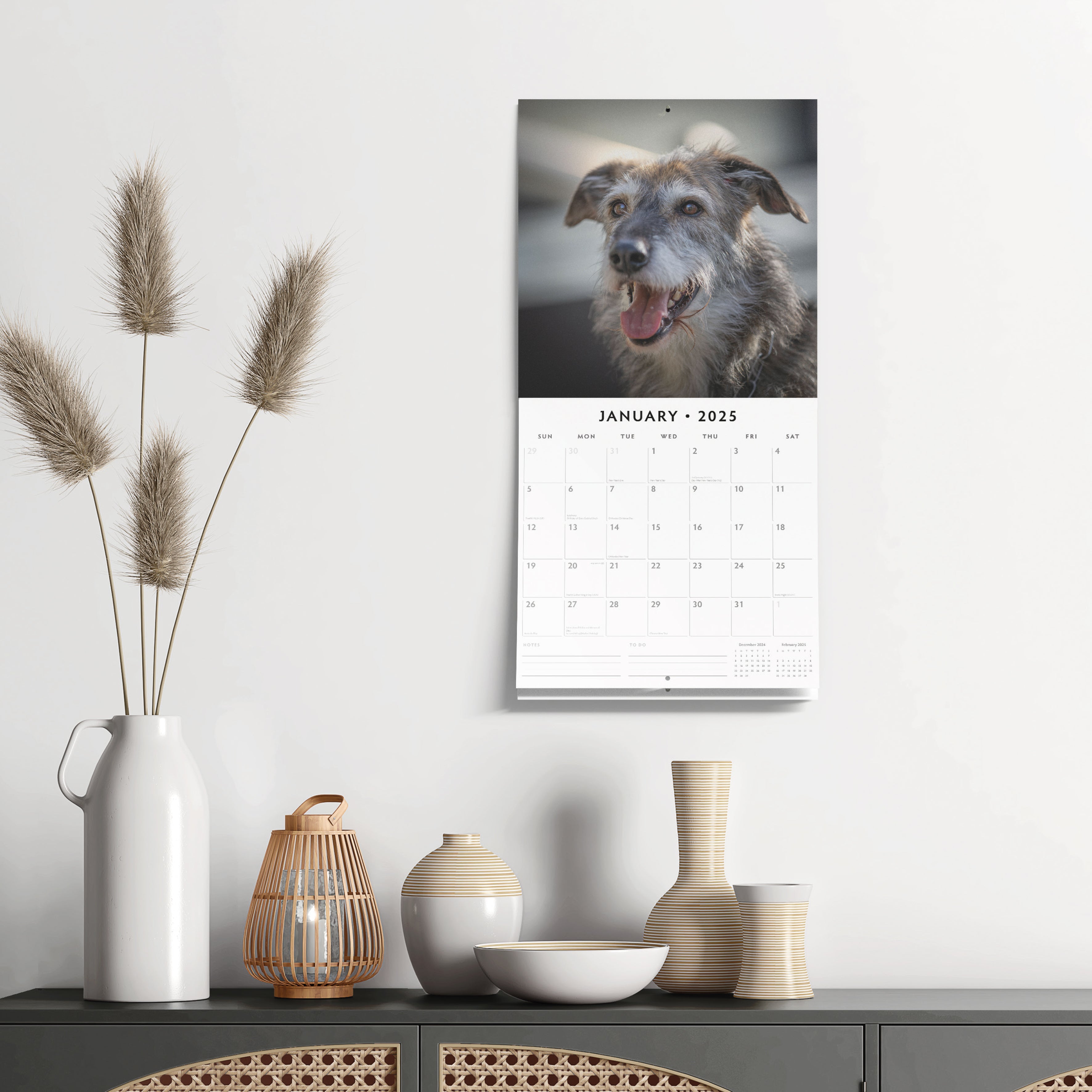 2025 Irish Wolf Hounds - Square Wall Calendar