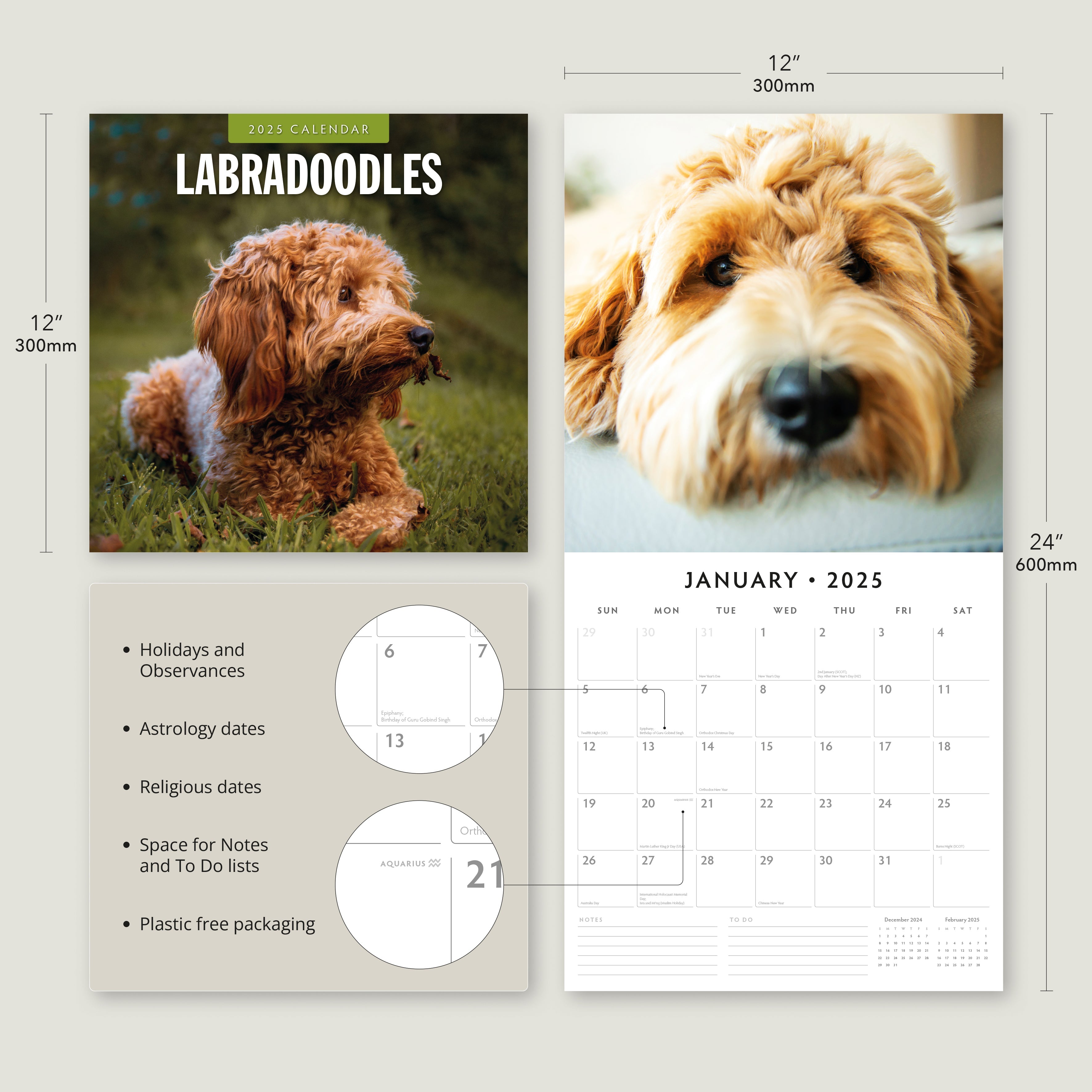 2025 Labradoodles - Square Wall Calendar