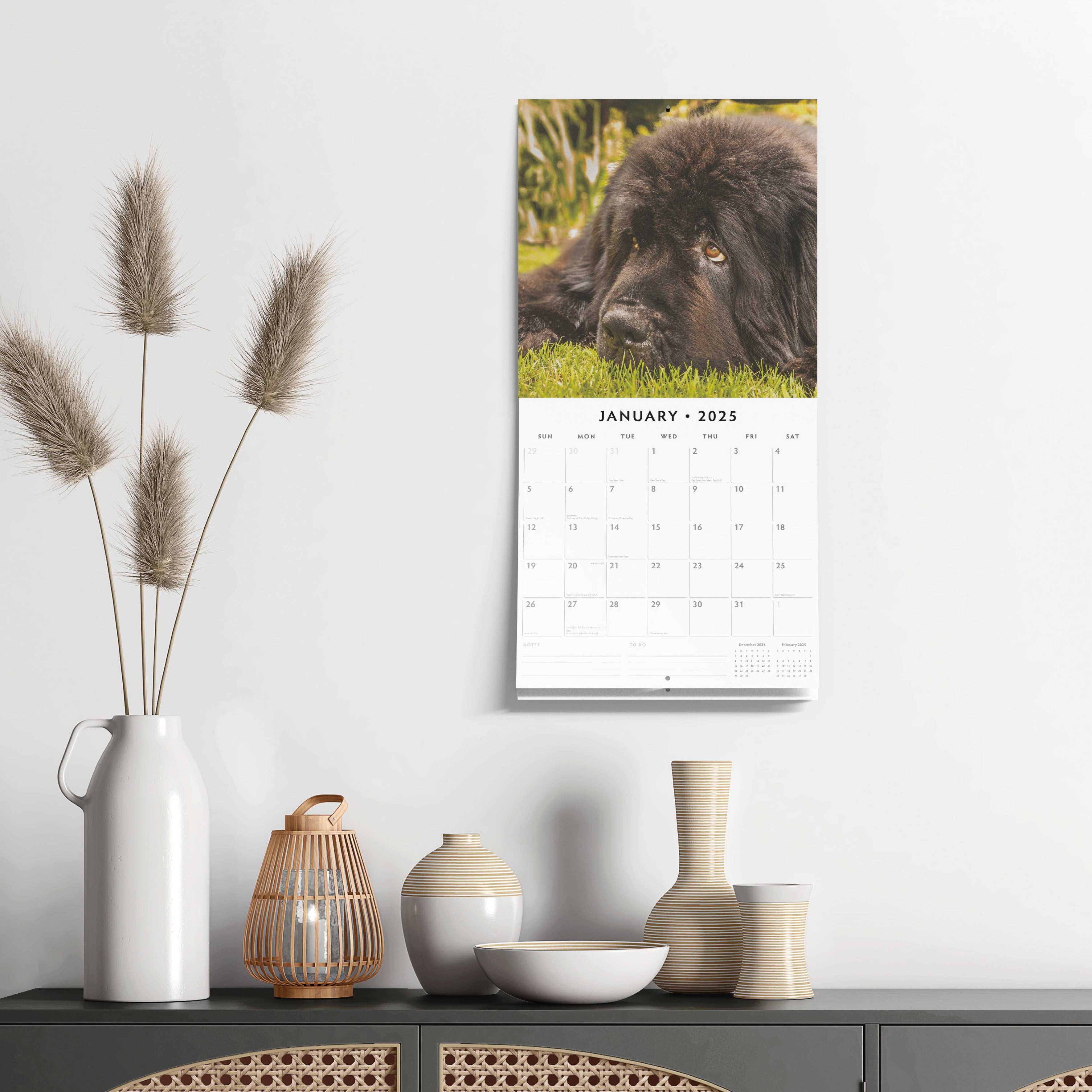 2025 Newfoundlands - Square Wall Calendar